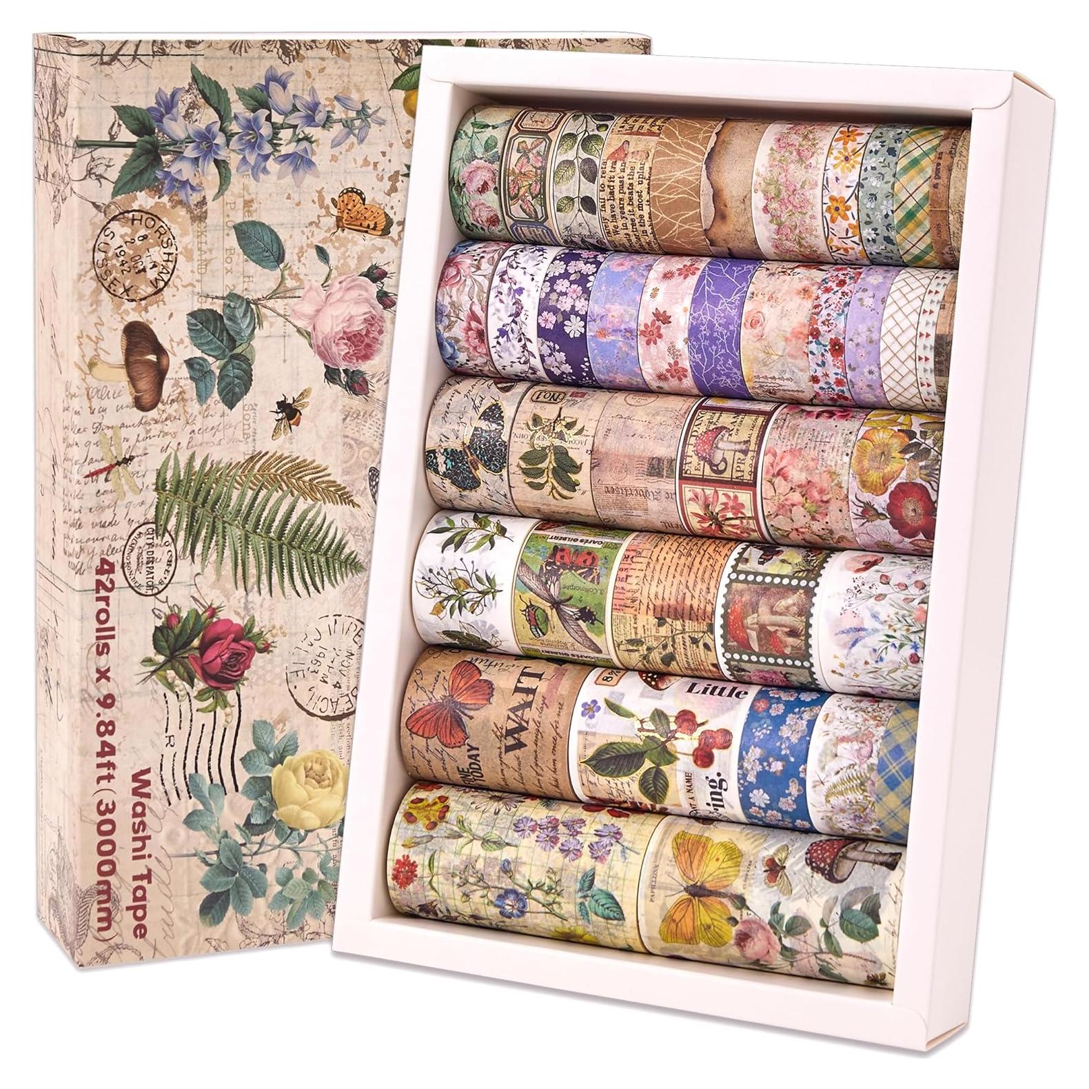 42 Rollos de Cinta Washi Vintage Emmoolife 5-75mm Decorativa