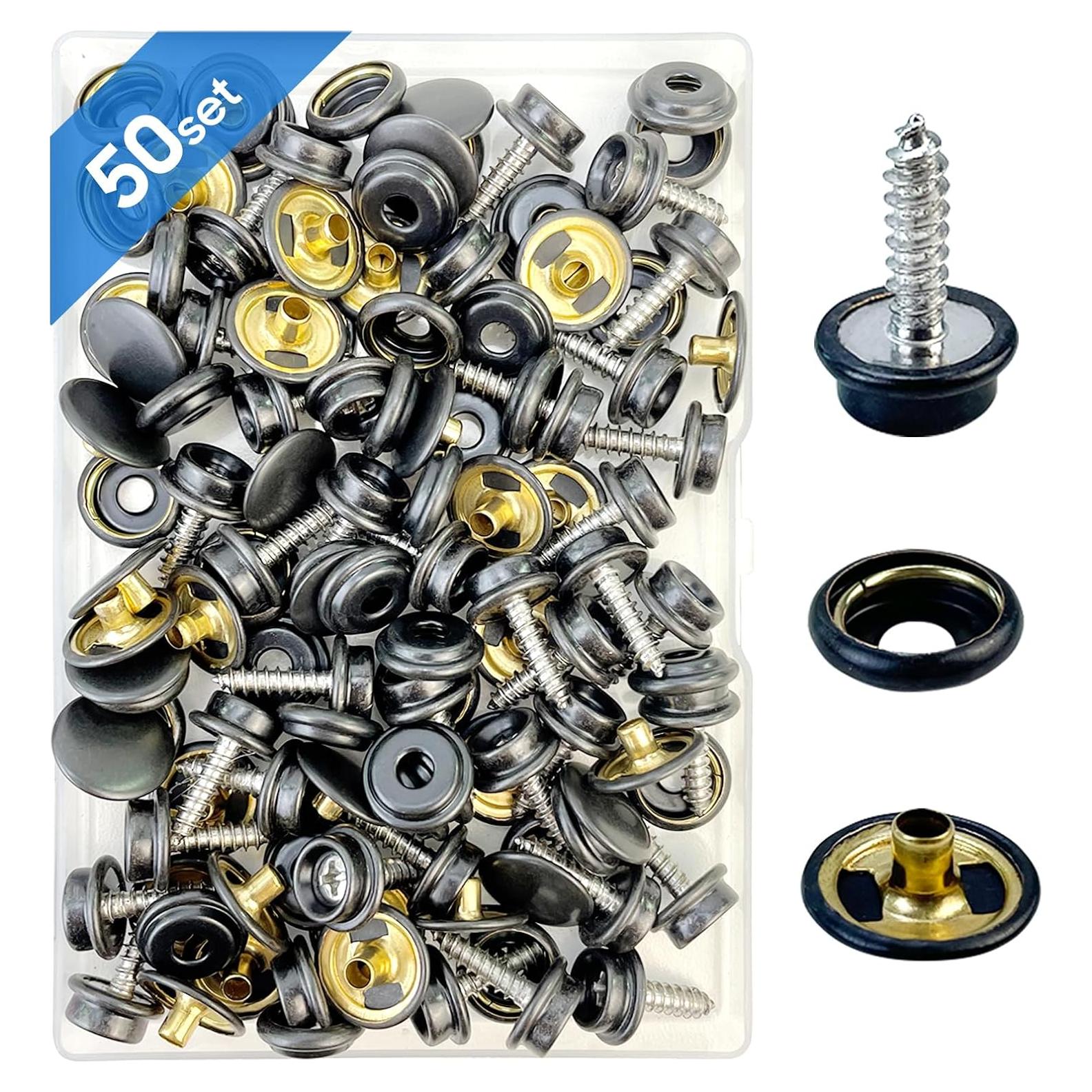 Kit de Botones de Lona Rexhubro 150 Piezas Acero Inoxidable