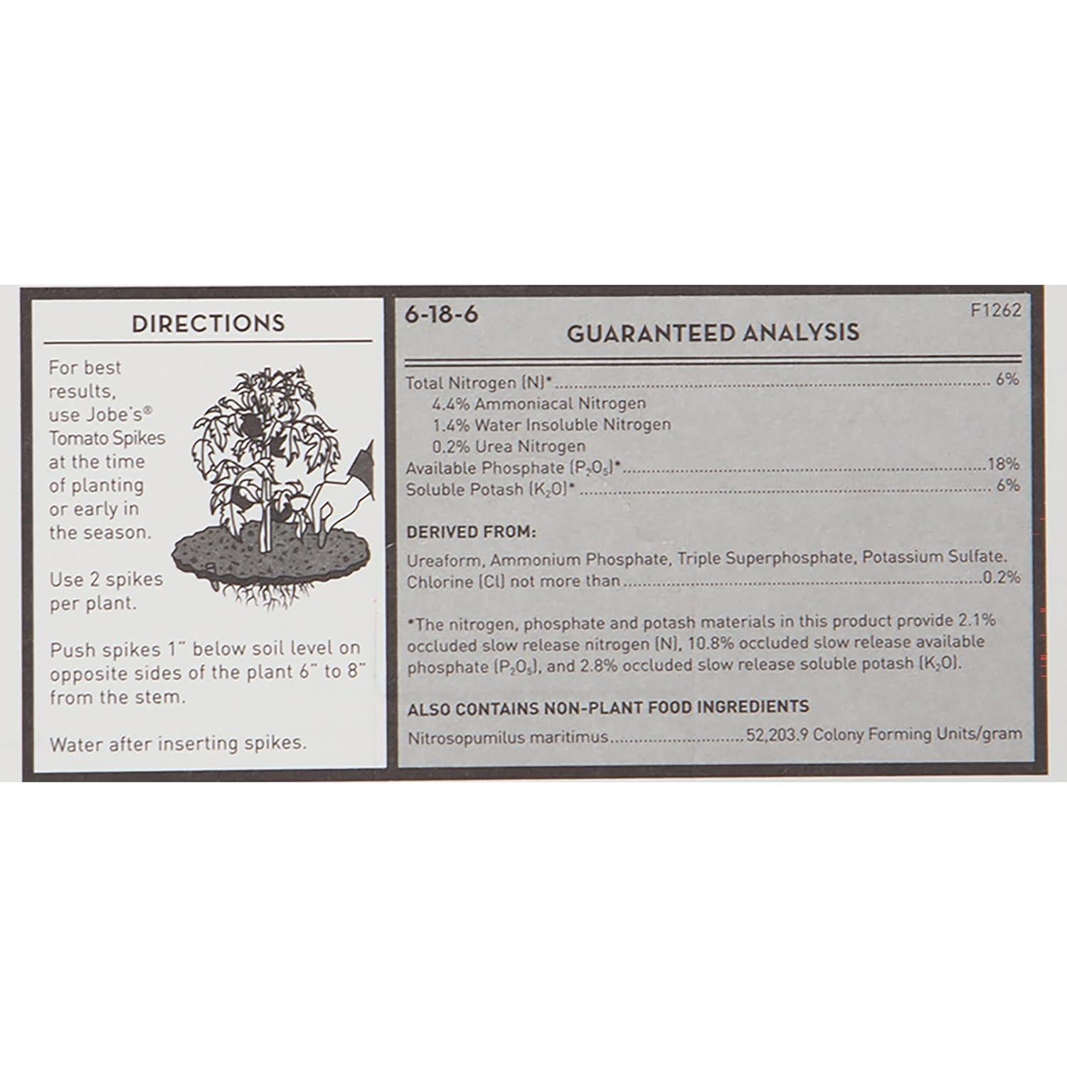 Picos de Fertilizante Jobe's para Tomates - 18 Picos 6-18-6 NPK