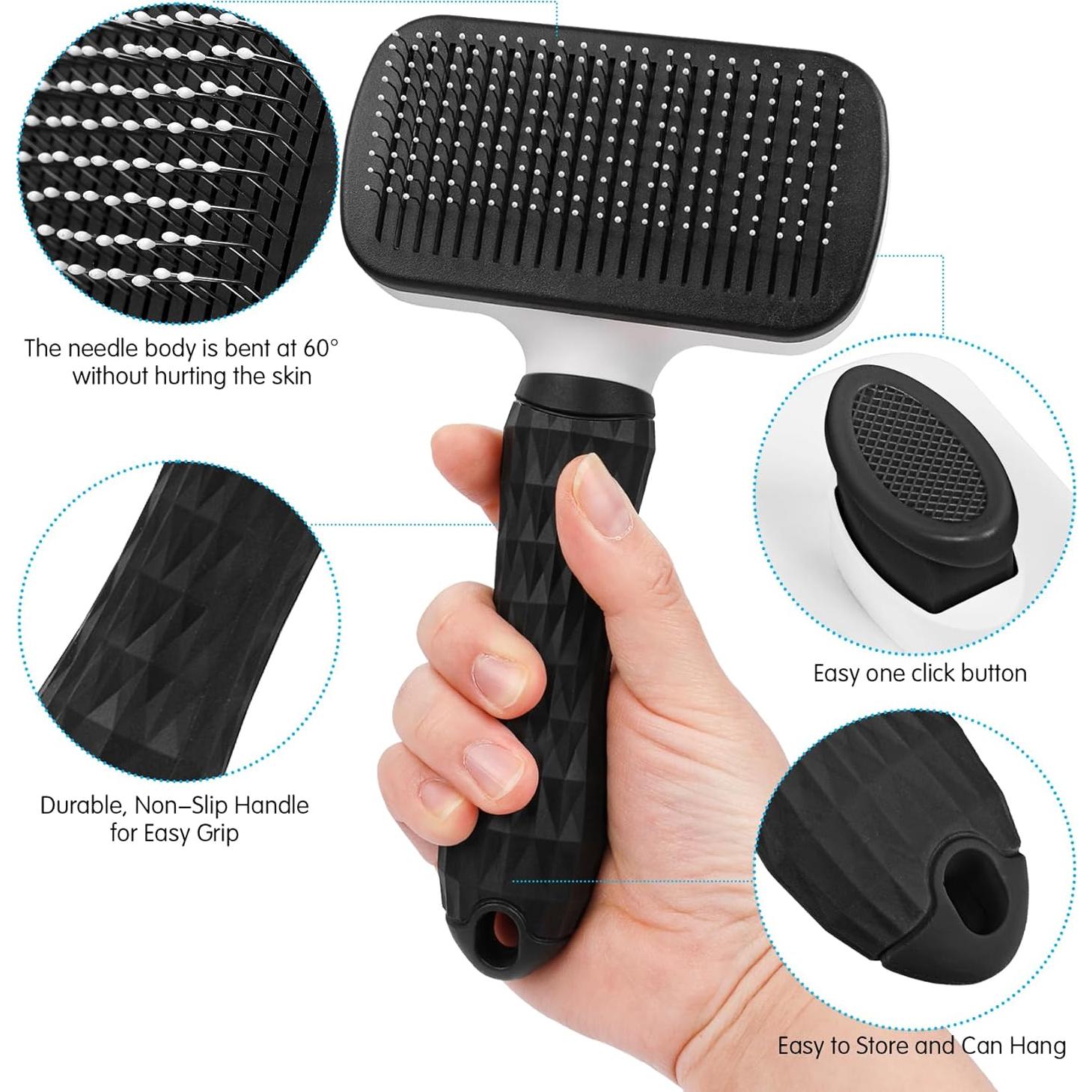 Cepillo Autolimpiante para Perros y Gatos PWOD - Negro