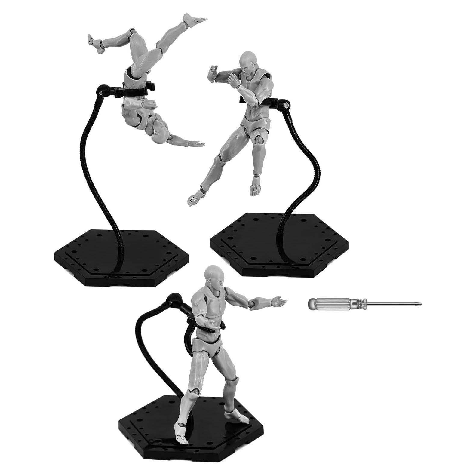 Paquete de 3 Soportes para Figuras de Acción Negros 1/144