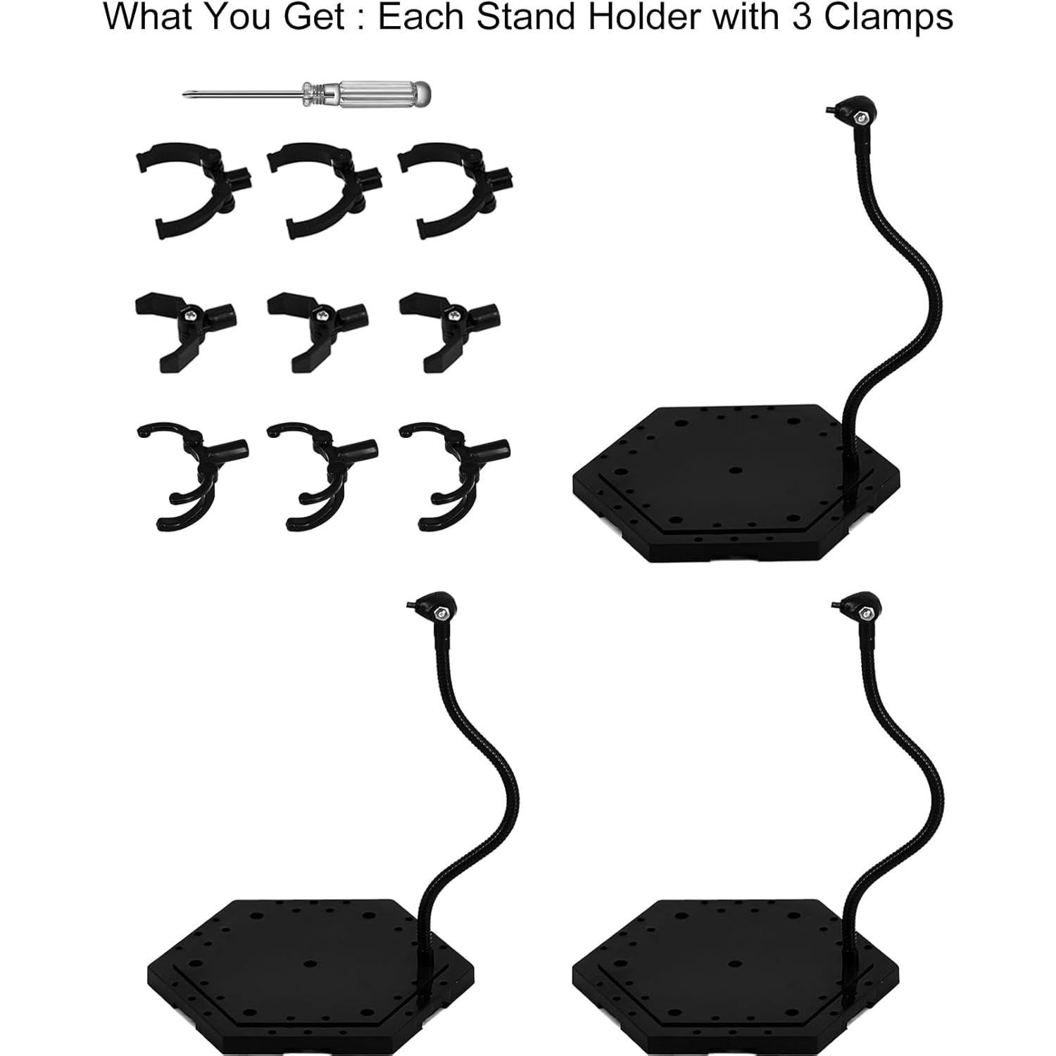 Paquete de 3 Soportes para Figuras de Acción Negros 1/144