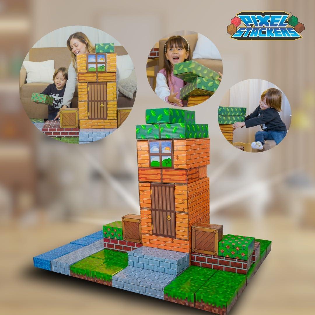 Bloques de Construcción Jumbo PixelStackers 100 Cartón para Niños