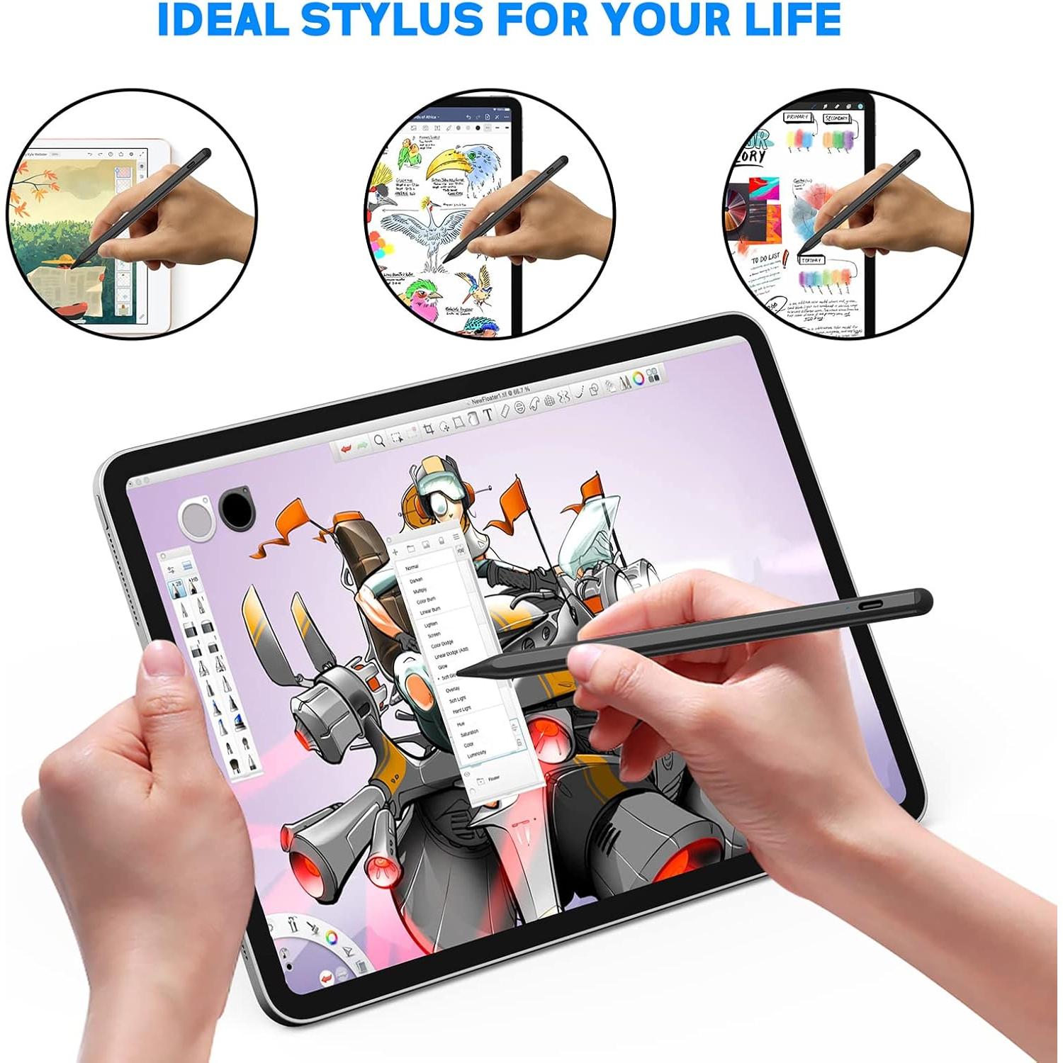 Lápiz Stylus Activo NTHJOYS Negro para iPad y Android Punta Fina