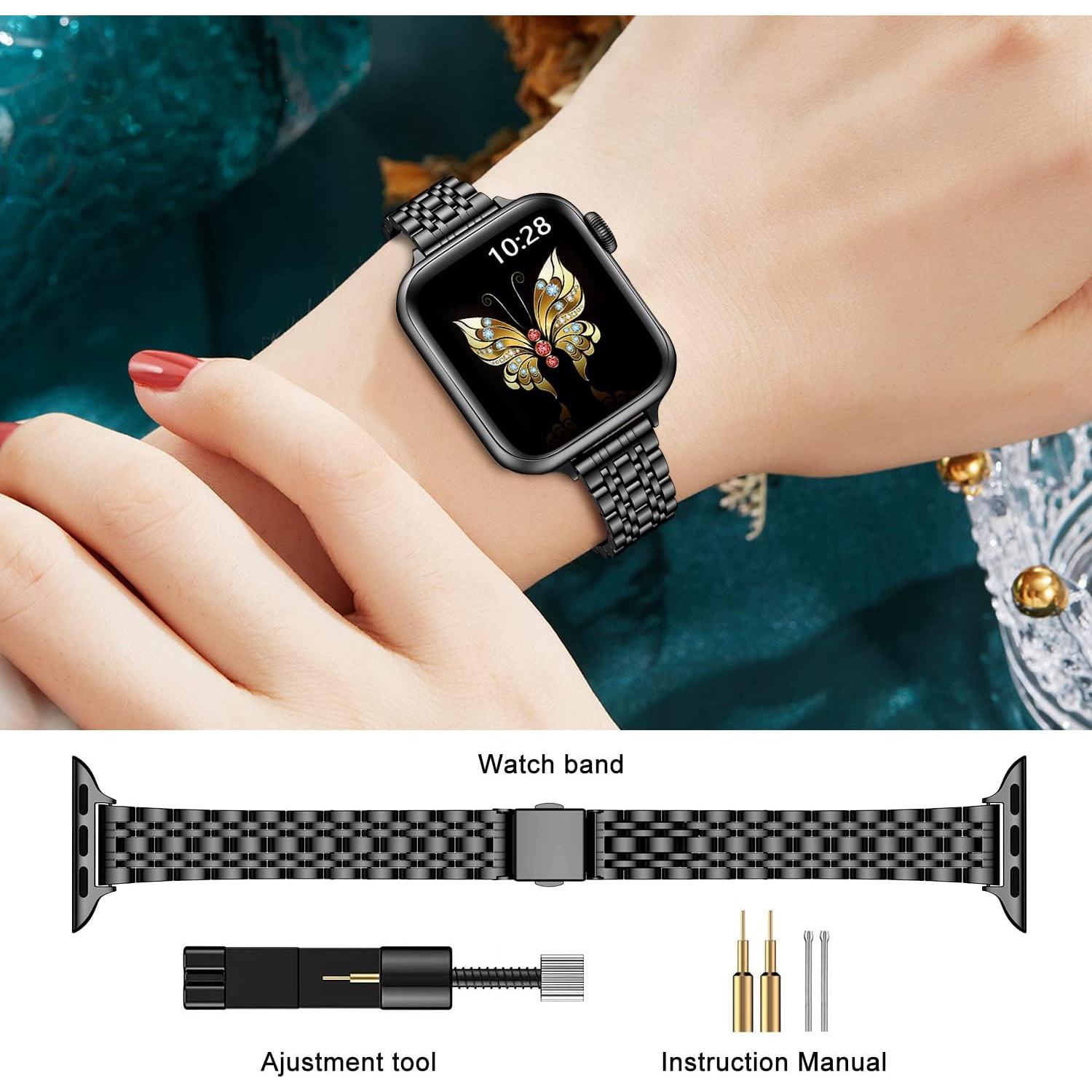 Banda de Metal Slim MioHHR para Apple Watch 38-42mm Negro
