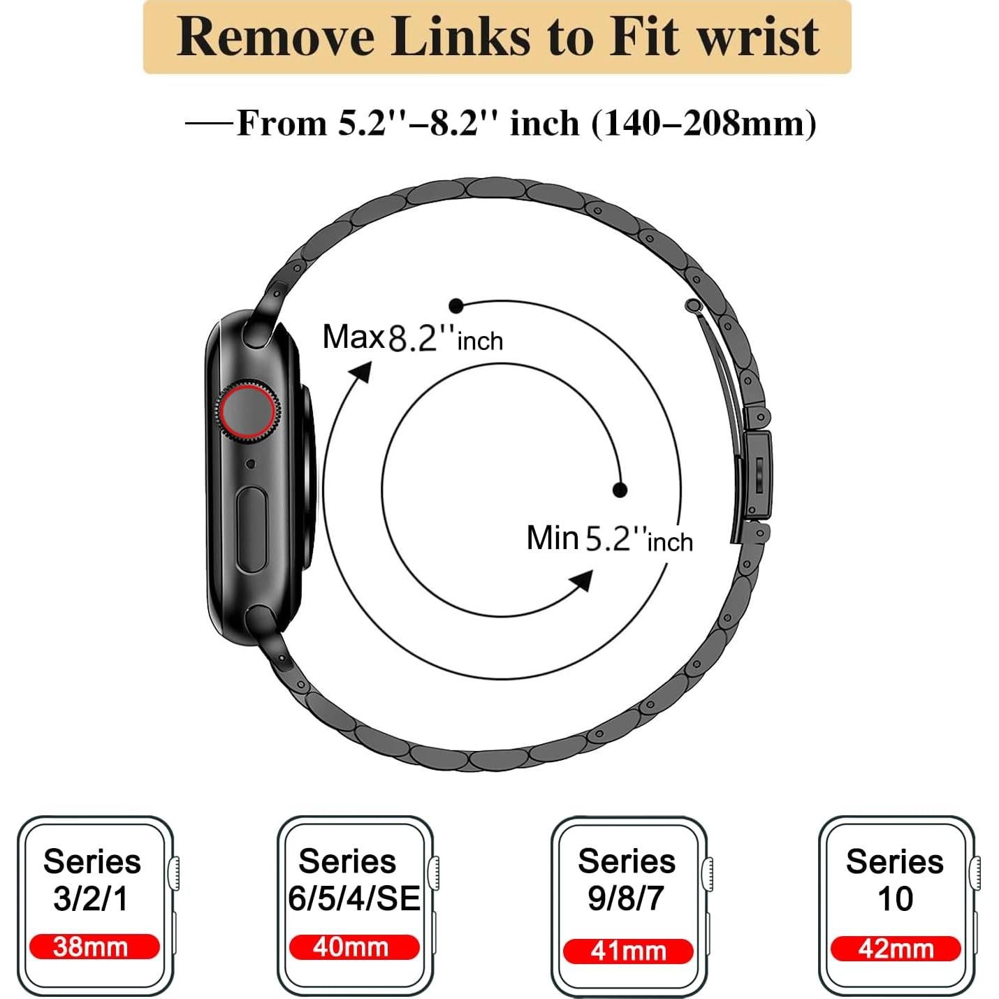 Banda de Metal Slim MioHHR para Apple Watch 38-42mm Negro