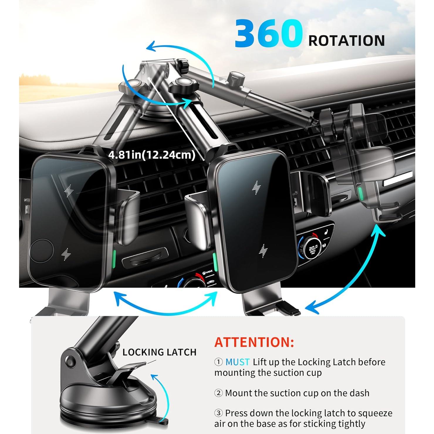 Soporte Cargador Inalámbrico para Coche 15W - Shenzhen Caibo X6