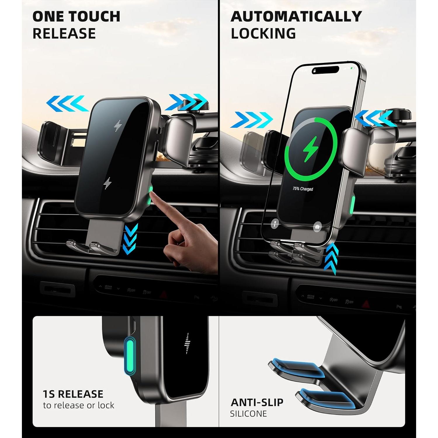 Soporte Cargador Inalámbrico para Coche 15W - Shenzhen Caibo X6