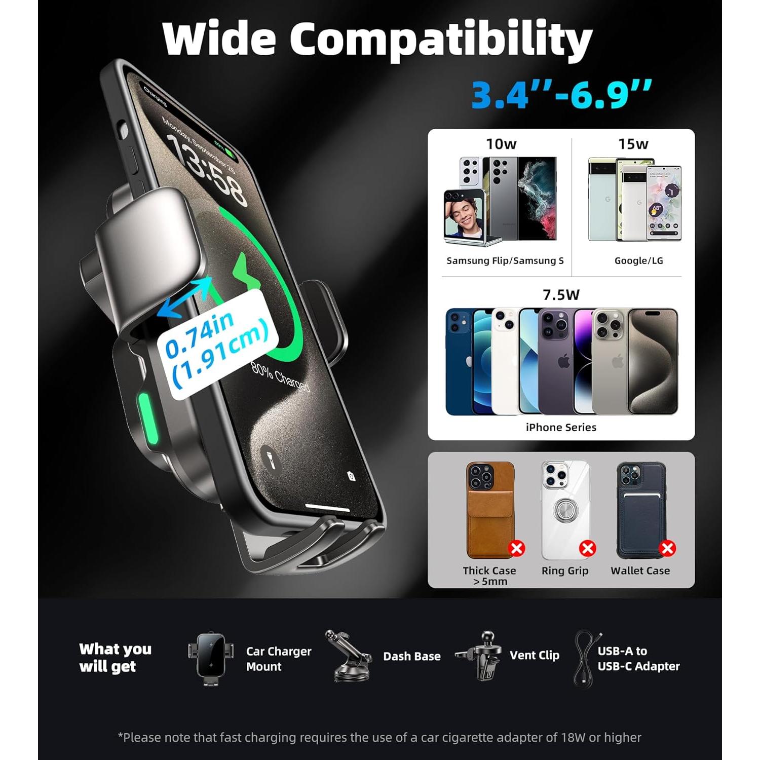 Soporte Cargador Inalámbrico para Coche 15W - Shenzhen Caibo X6