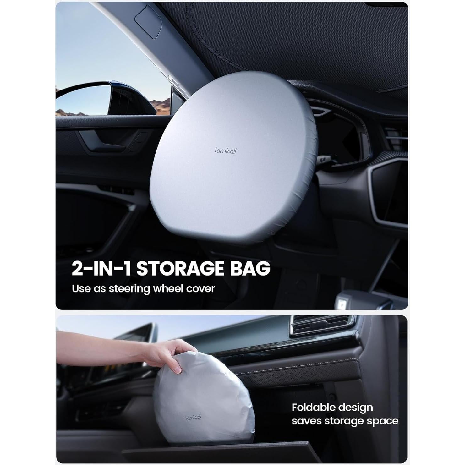 Cubierta Solar para Parabrisas Lamicall 162.56x86.36cm UV 240T