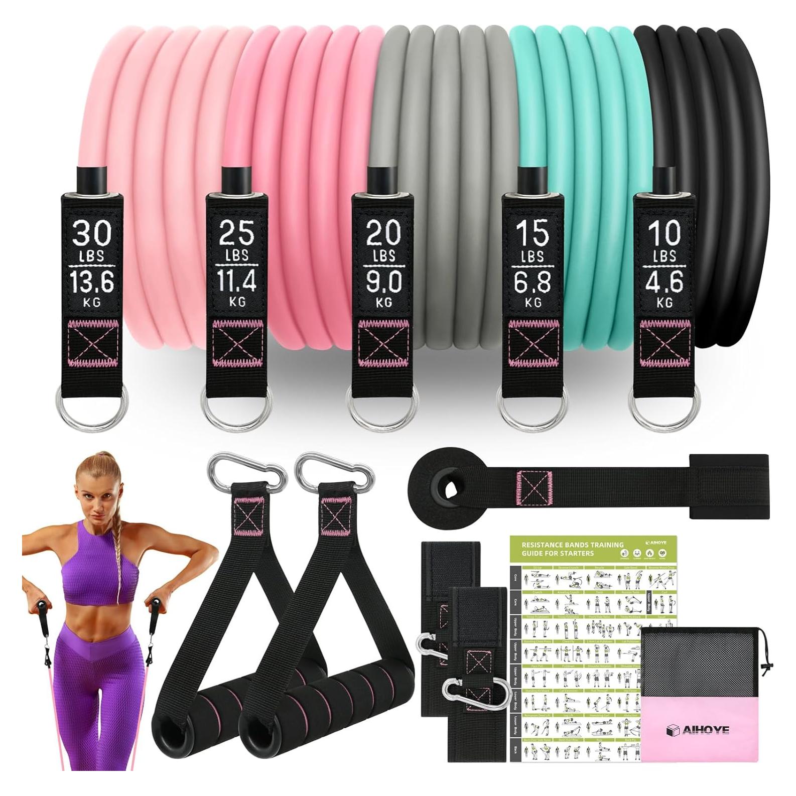 Bandas de Resistencia Aihoye 10-100LB para Entrenamiento