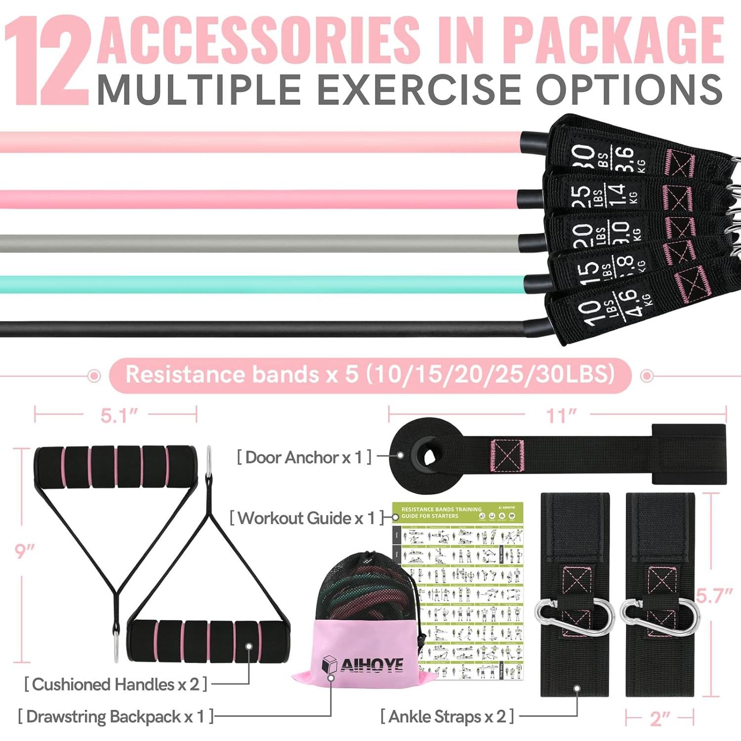 Bandas de Resistencia Aihoye 10-100LB para Entrenamiento