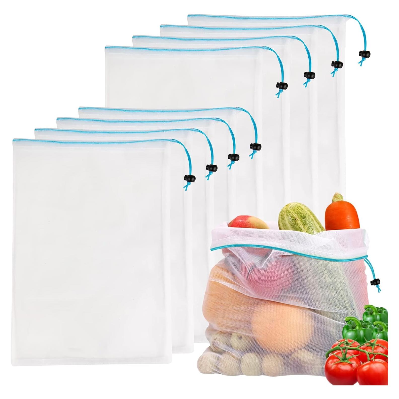 8 Bolsas de Malla Reutilizables JSVSLTD Azules Grandes 30.48x43.18cm