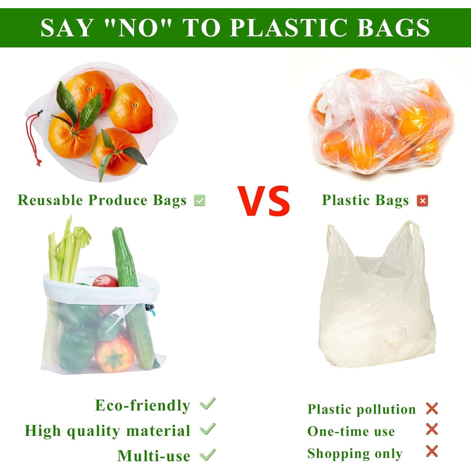 8 Bolsas de Malla Reutilizables JSVSLTD Azules Grandes 30.48x43.18cm