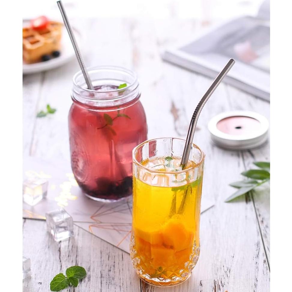 Juego de 10 Pajillas Reutilizables HuaQi de Acero Inoxidable 26.67 cm