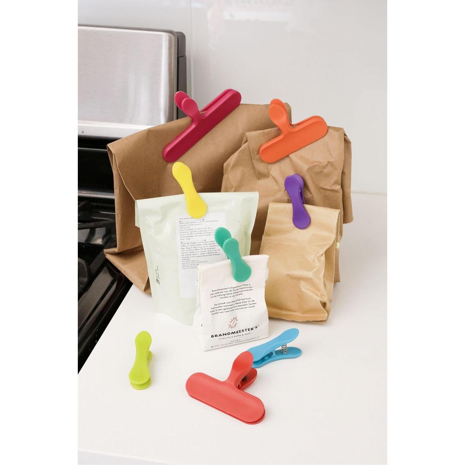 Set de 8 Clips para Bolsas Kikkerland Arcoíris Multicolor