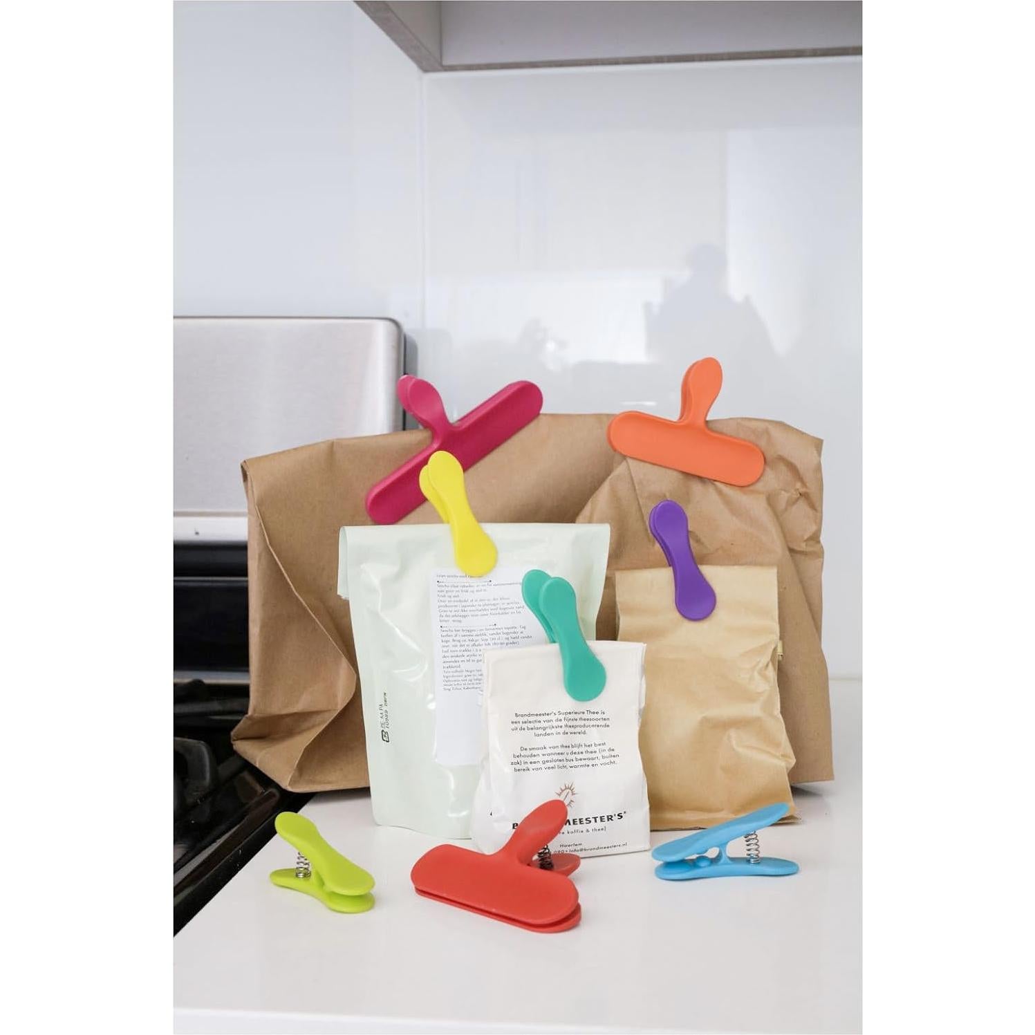 Set de 8 Clips para Bolsas Kikkerland Arcoíris Multicolor