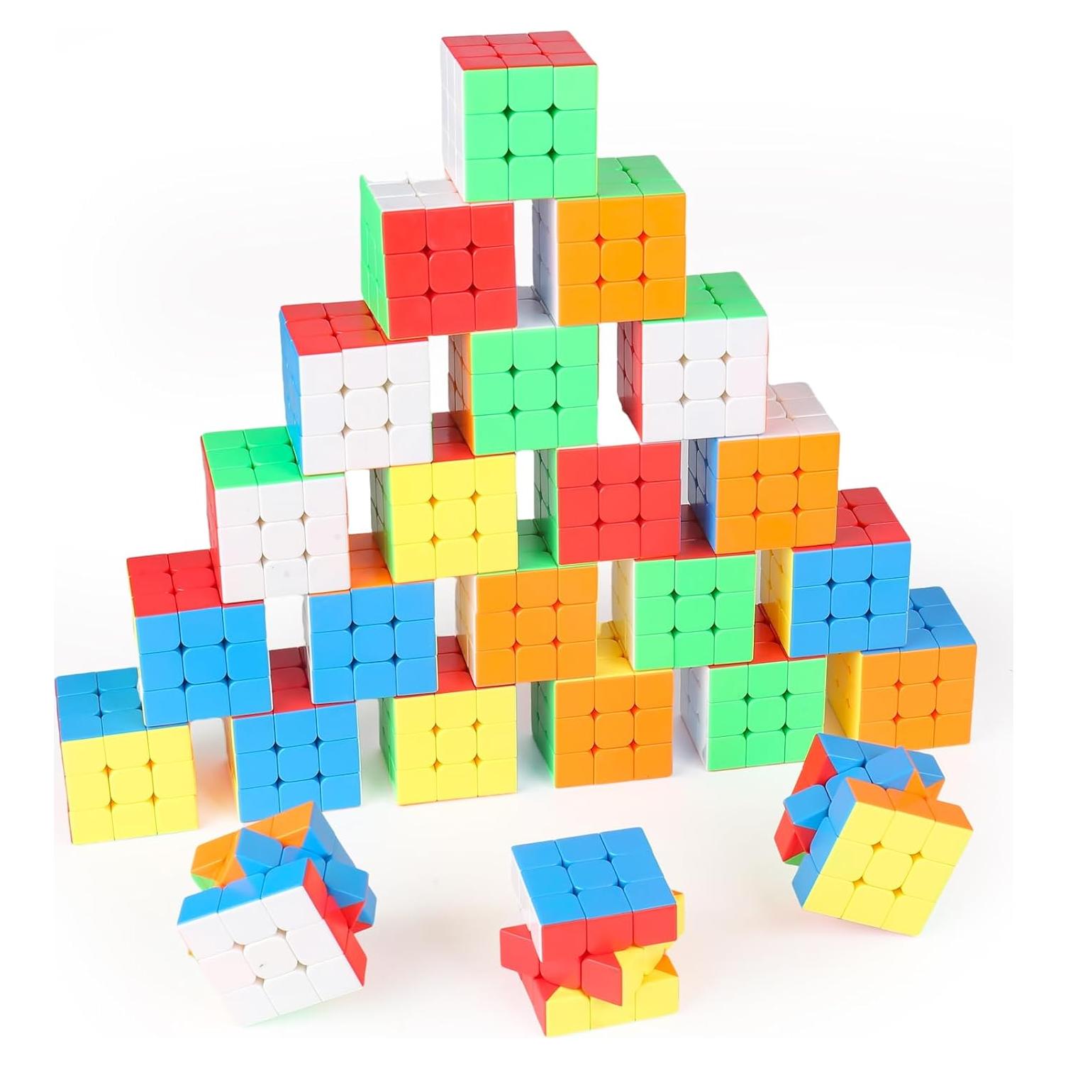 Paquete de 24 Cubos Veloces 3x3 Sin Etiquetas - Juguetes de Rompecabezas