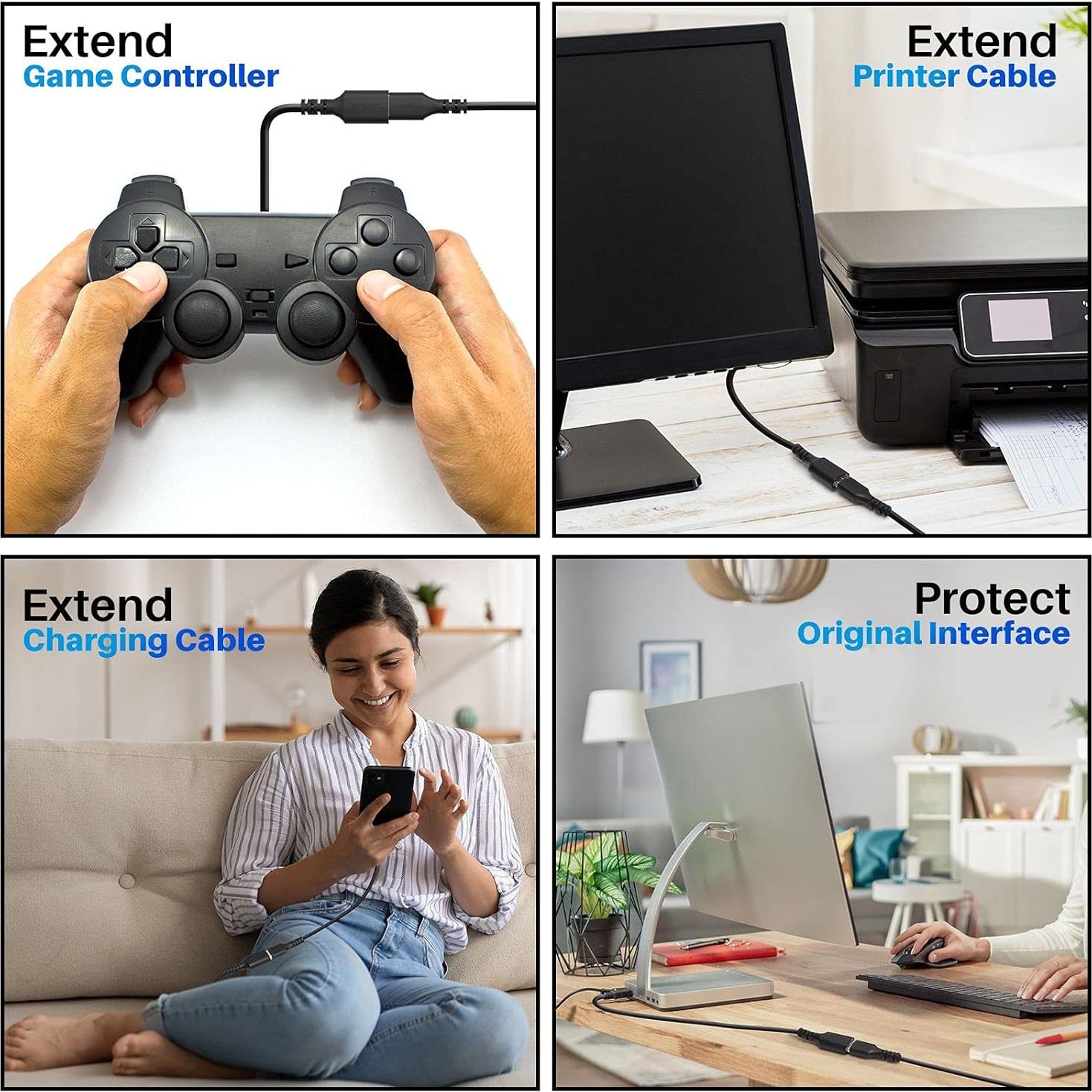 Paquete de 3 Cables de Extensión USB 2.0 Conable 60 cm