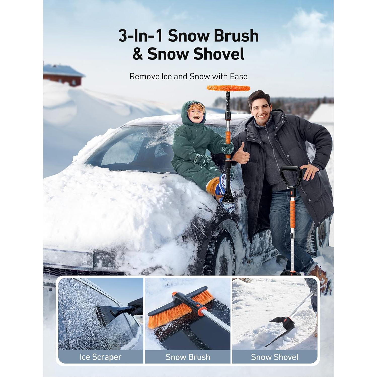 Kit de Pala y Cepillo de Nieve AstroAI 2 en 1 Extensible