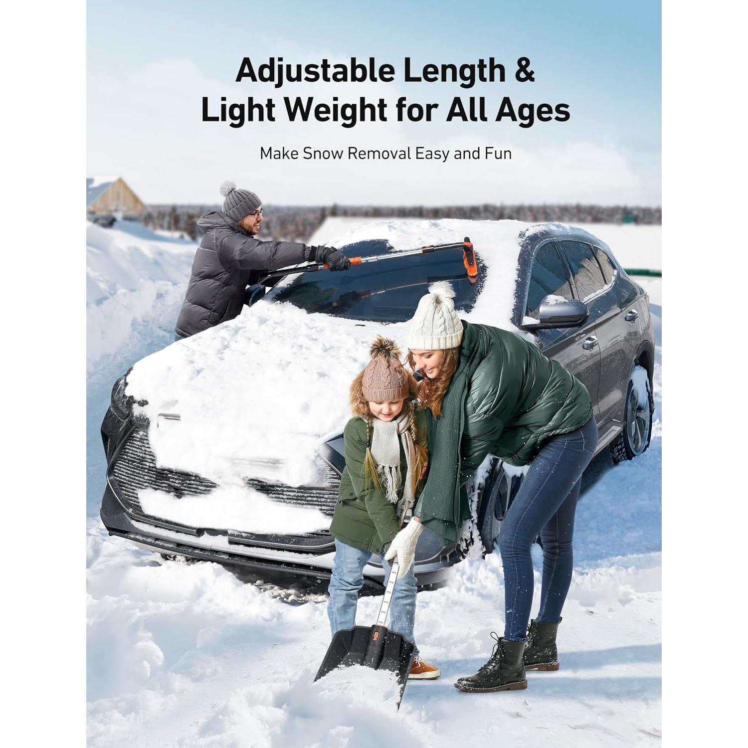 Kit de Pala y Cepillo de Nieve AstroAI 2 en 1 Extensible