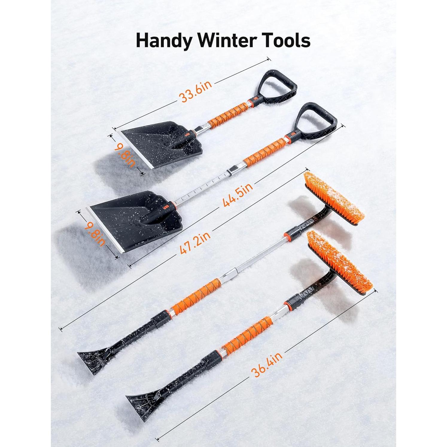 Kit de Pala y Cepillo de Nieve AstroAI 2 en 1 Extensible