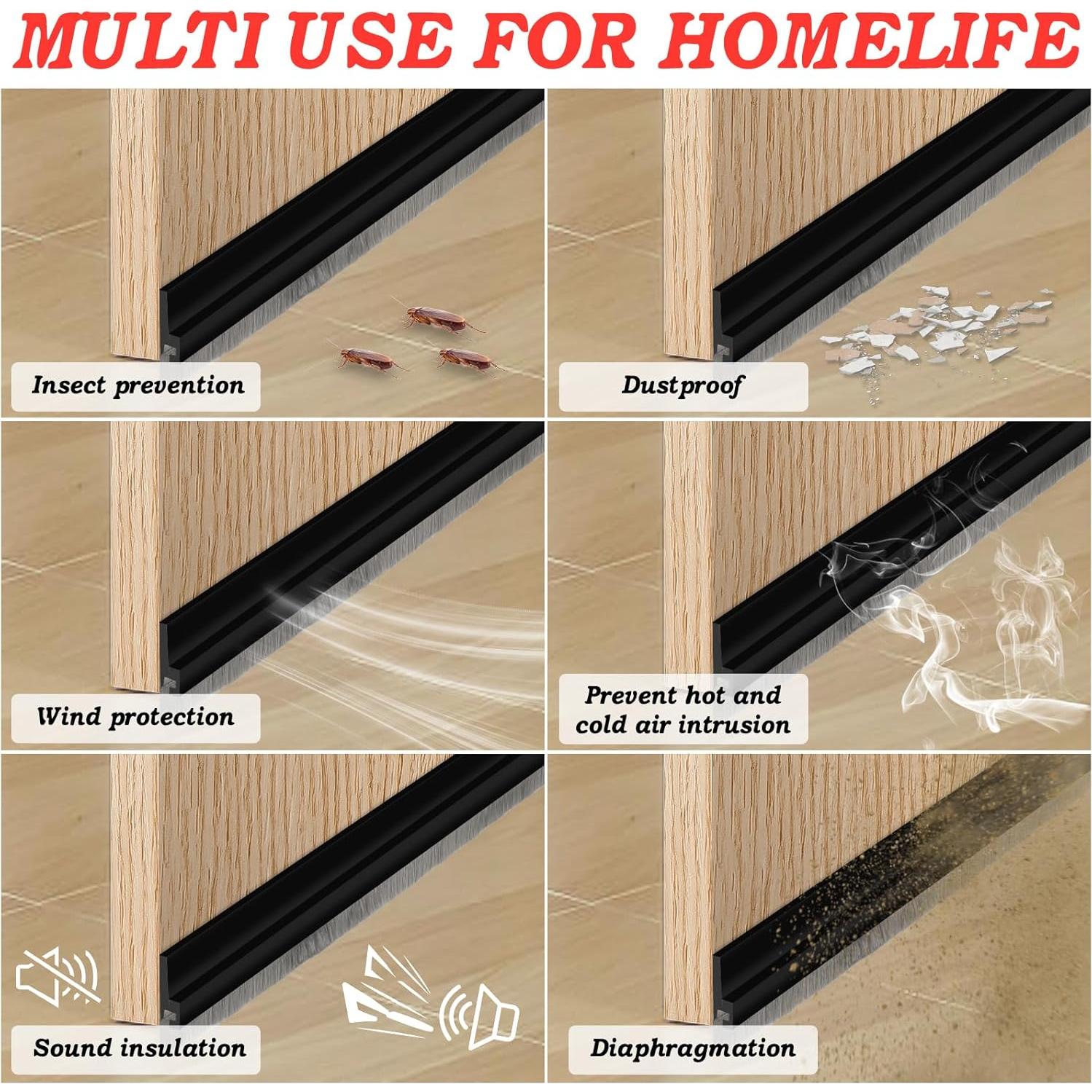 Barrera para Puerta x2 x 100 cm x 5 cm Silicona Negra