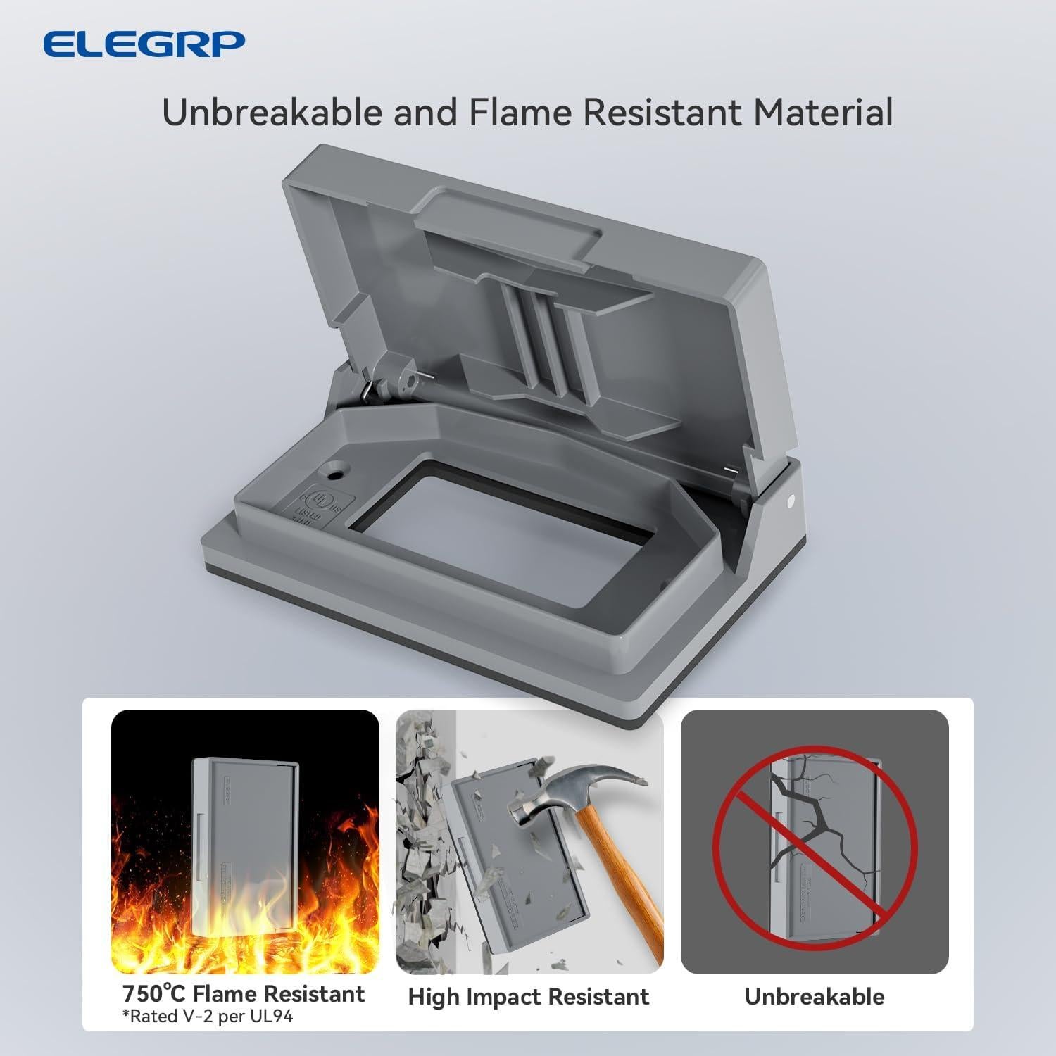 Cubierta de Enchufe Exterior ELEGRP 1-Gang Gris 12.1x7.5cm