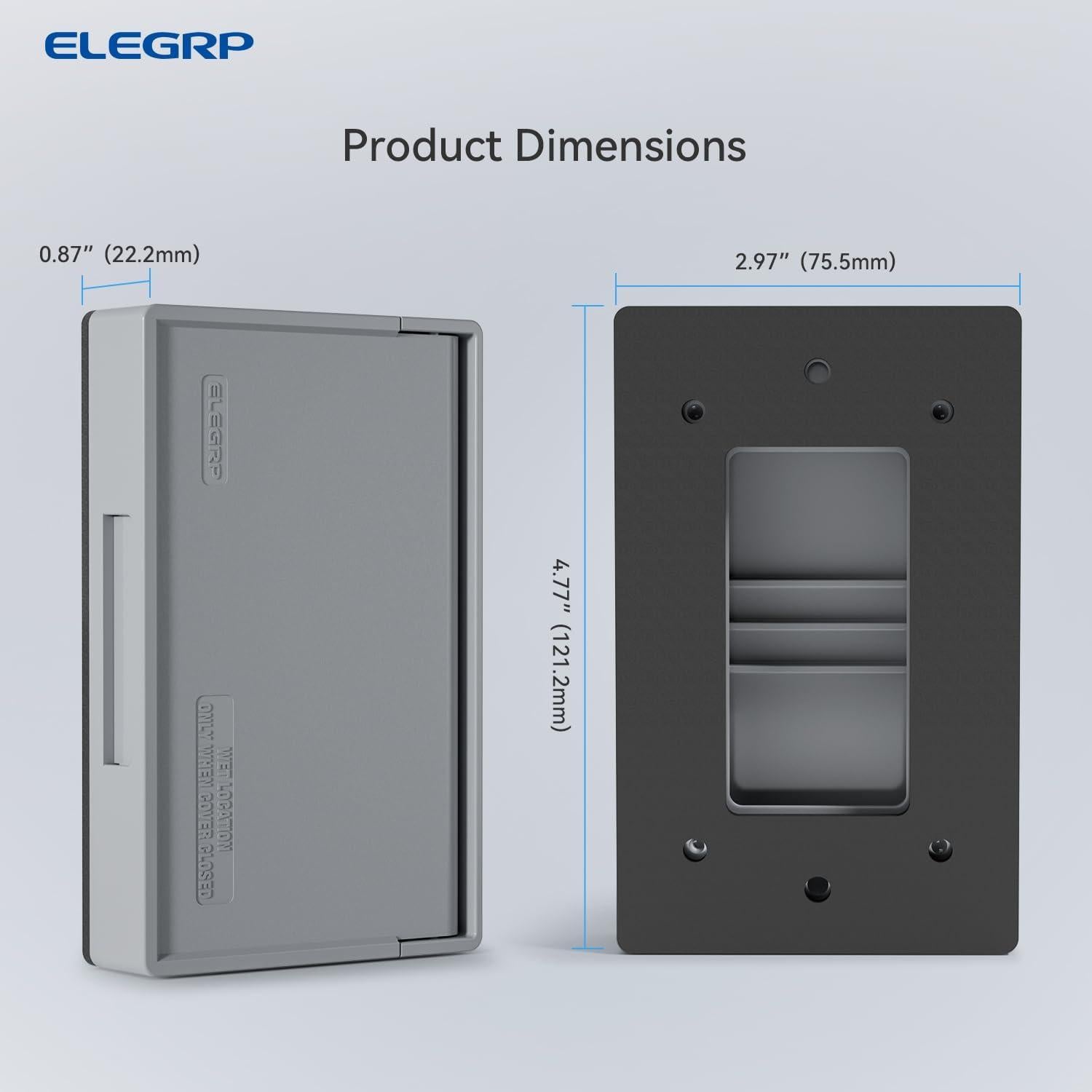 Cubierta de Enchufe Exterior ELEGRP 1-Gang Gris 12.1x7.5cm