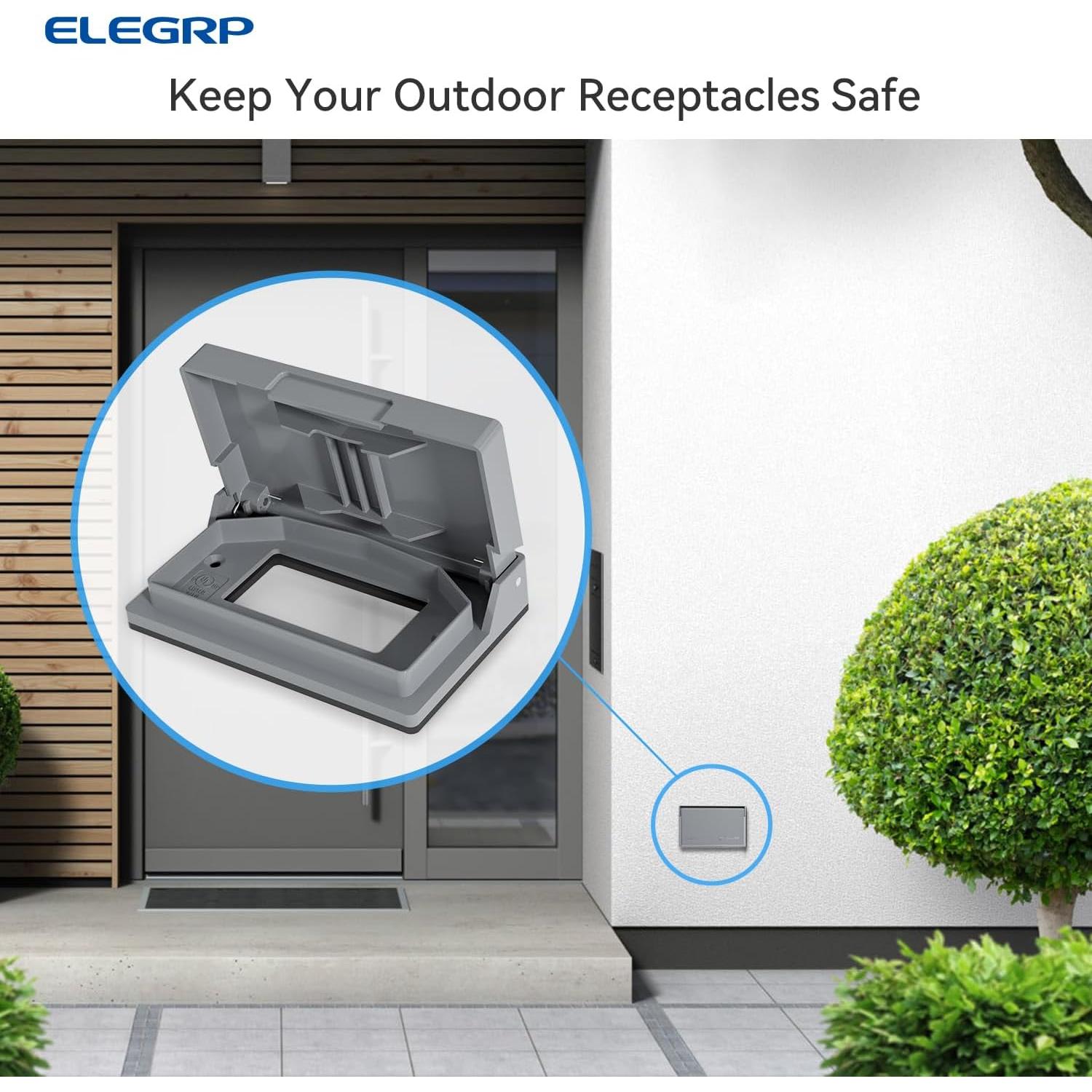 Cubierta de Enchufe Exterior ELEGRP 1-Gang Gris 12.1x7.5cm