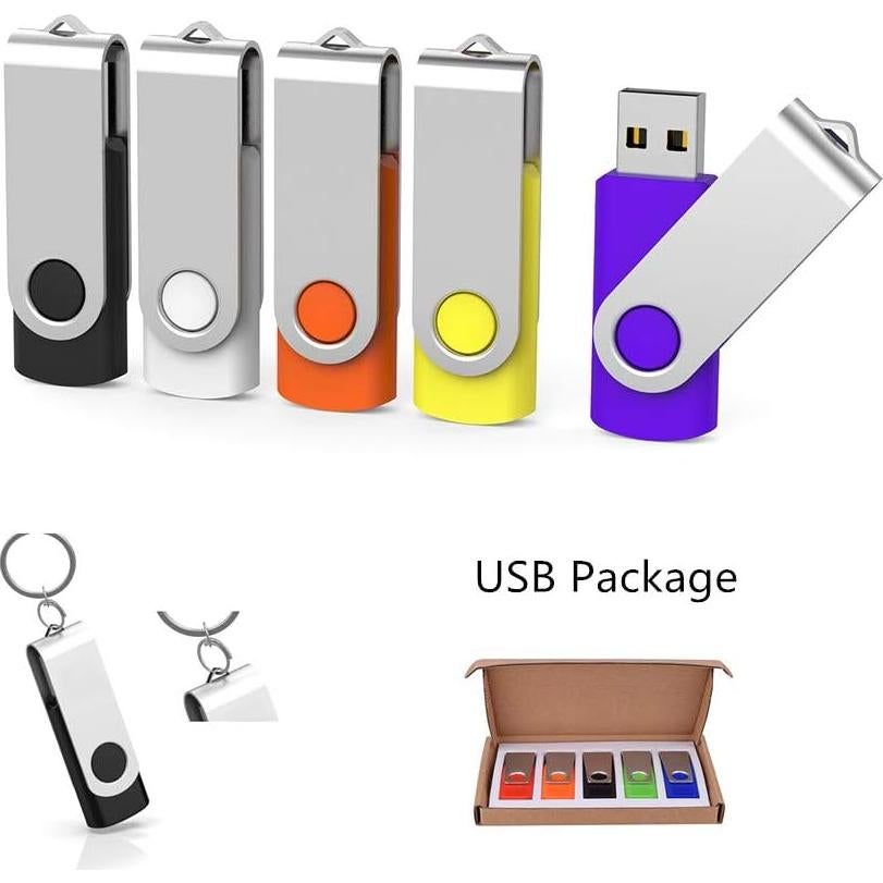 Paquete de 5 Unidades Flash USB 64GB Aiibe Multicolor