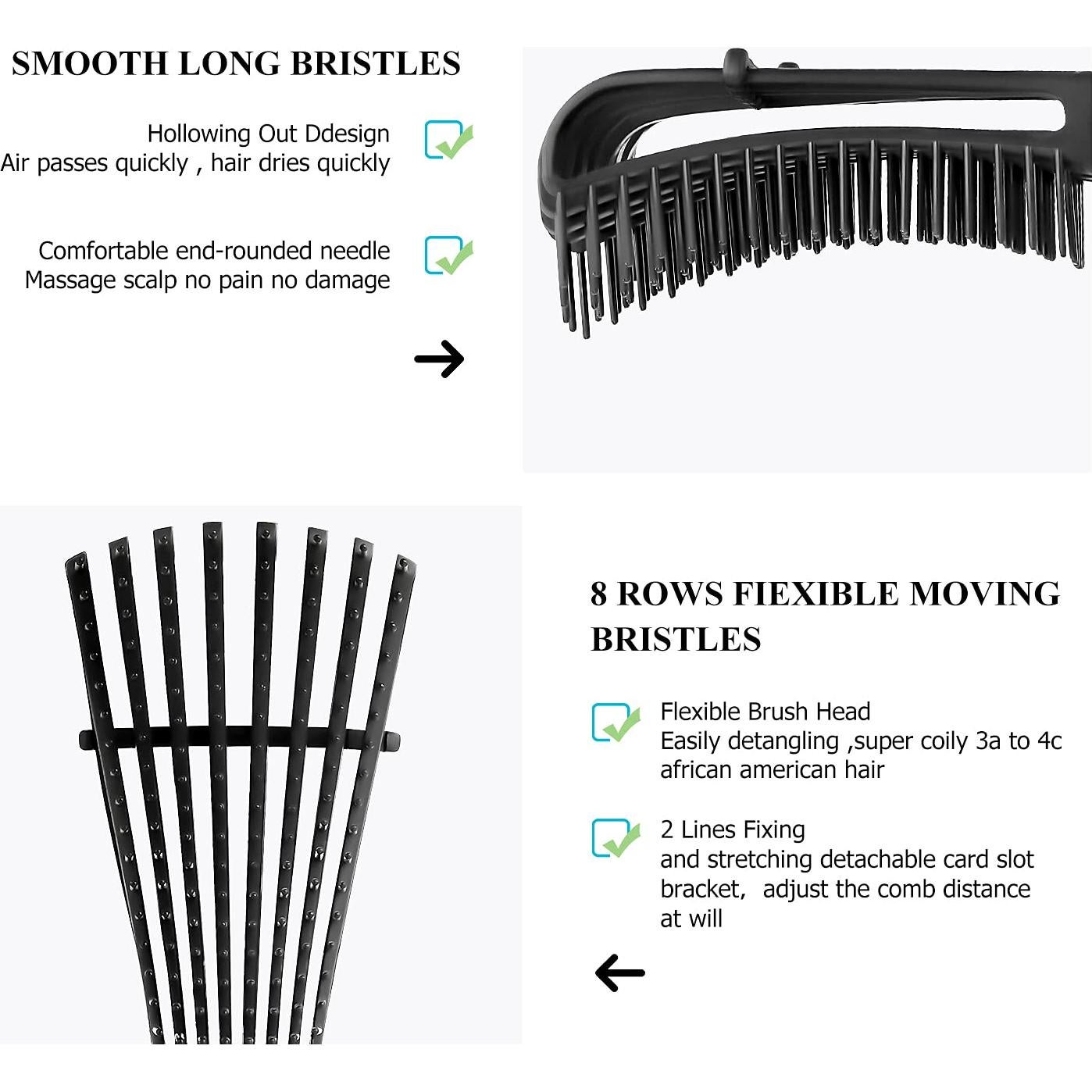 Cepillo Desenredante URTHEONE Negro para Cabello Rizado 3a-4c