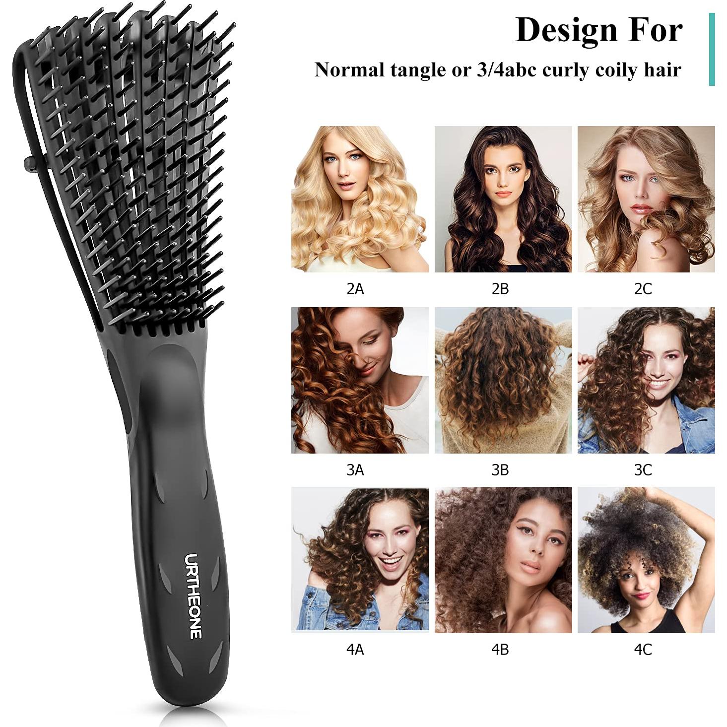 Cepillo Desenredante URTHEONE Negro para Cabello Rizado 3a-4c