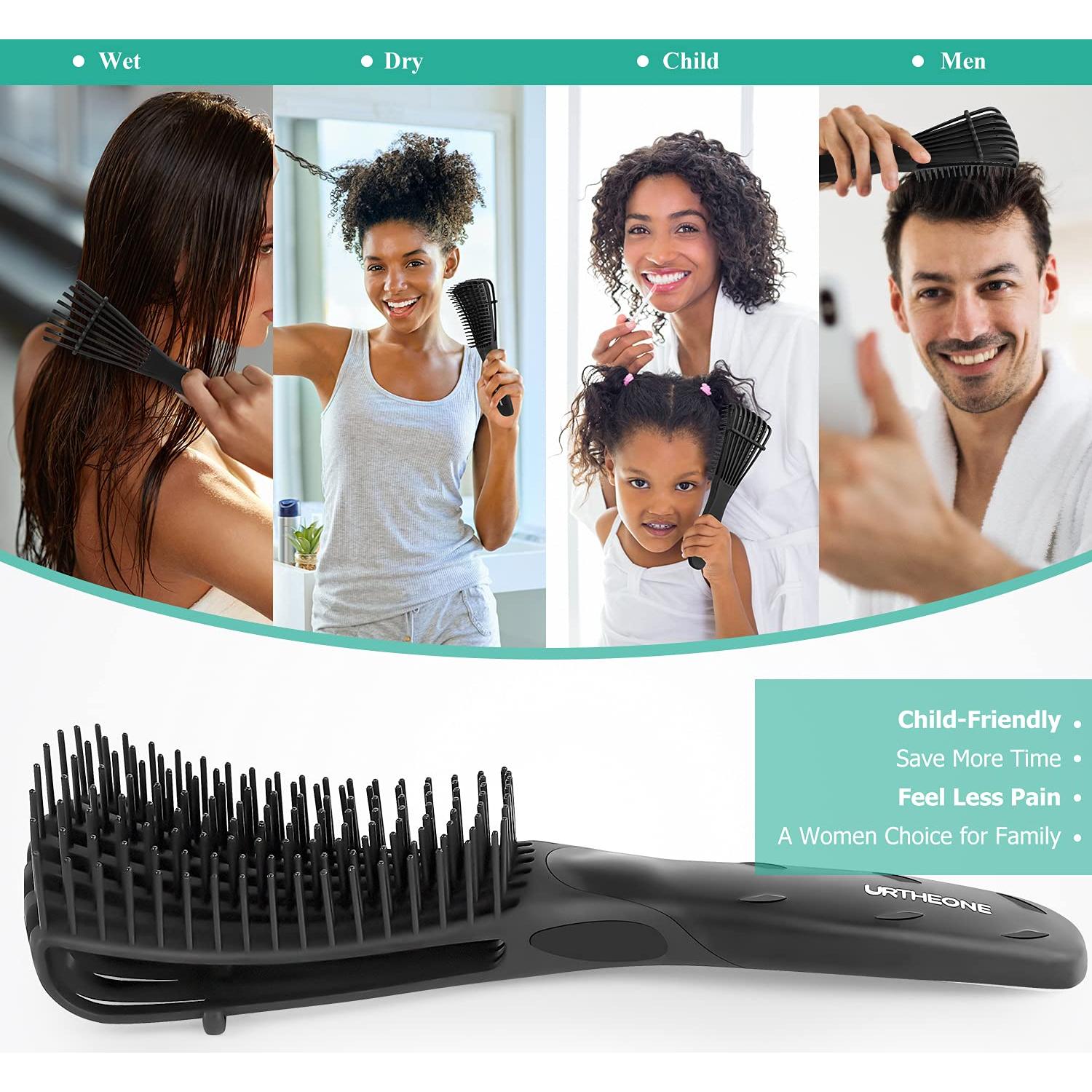 Cepillo Desenredante URTHEONE Negro para Cabello Rizado 3a-4c