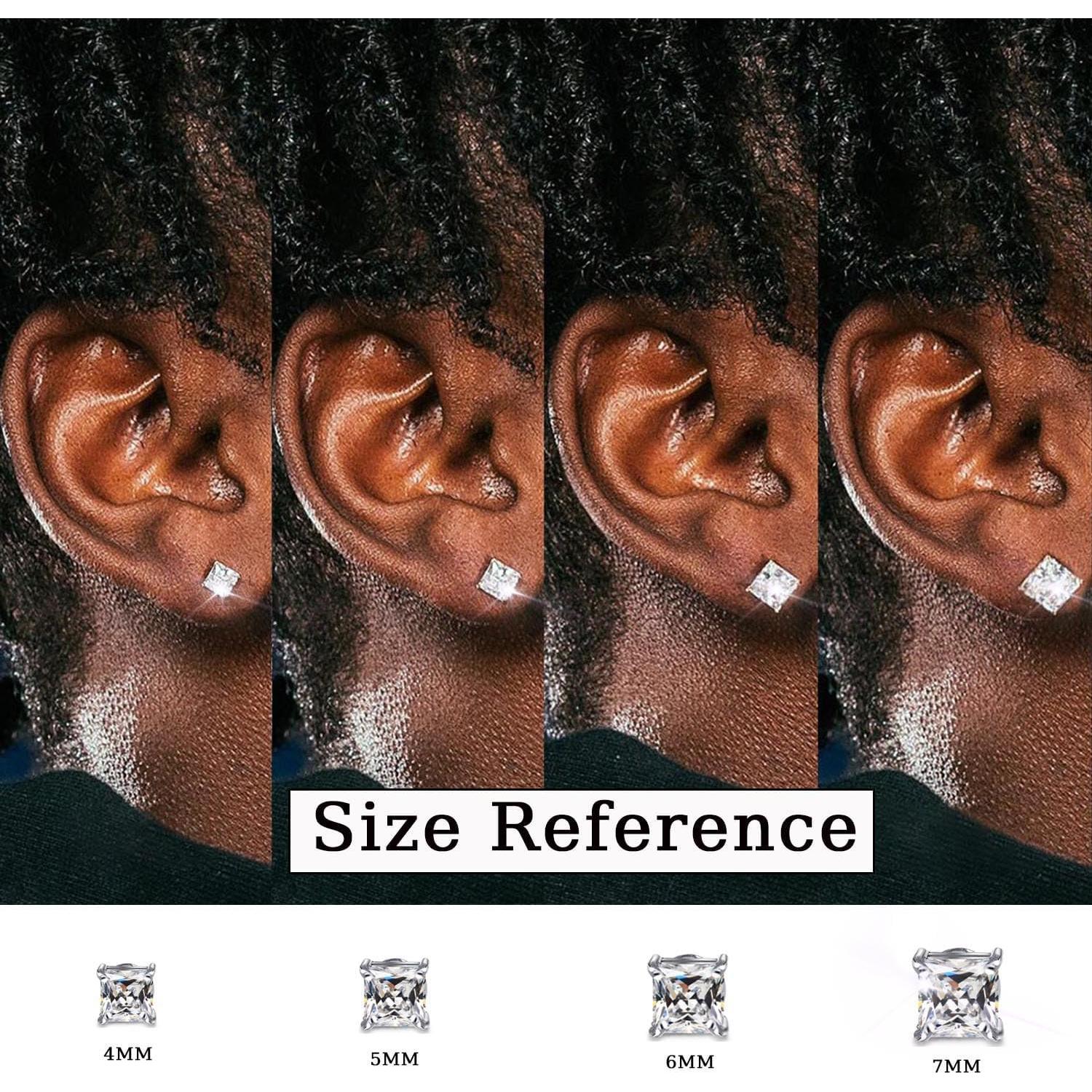 Pendientes Magnéticos Jstyle 4-7mm Plata Cuadrados Hipoalergénicos