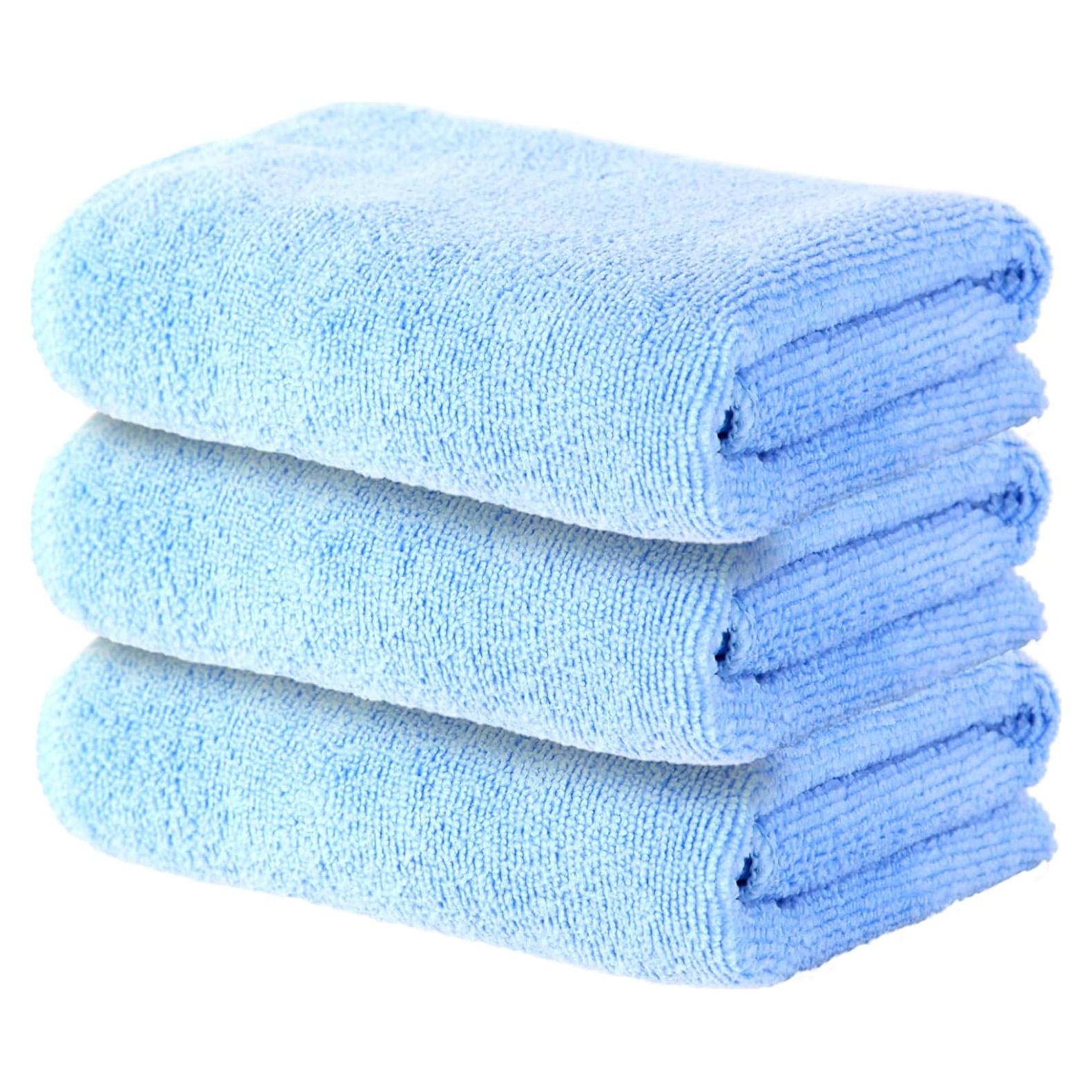 Juego de Toallas de Microfibra Wmiyafff 3 Piezas Azul 35x74 cm