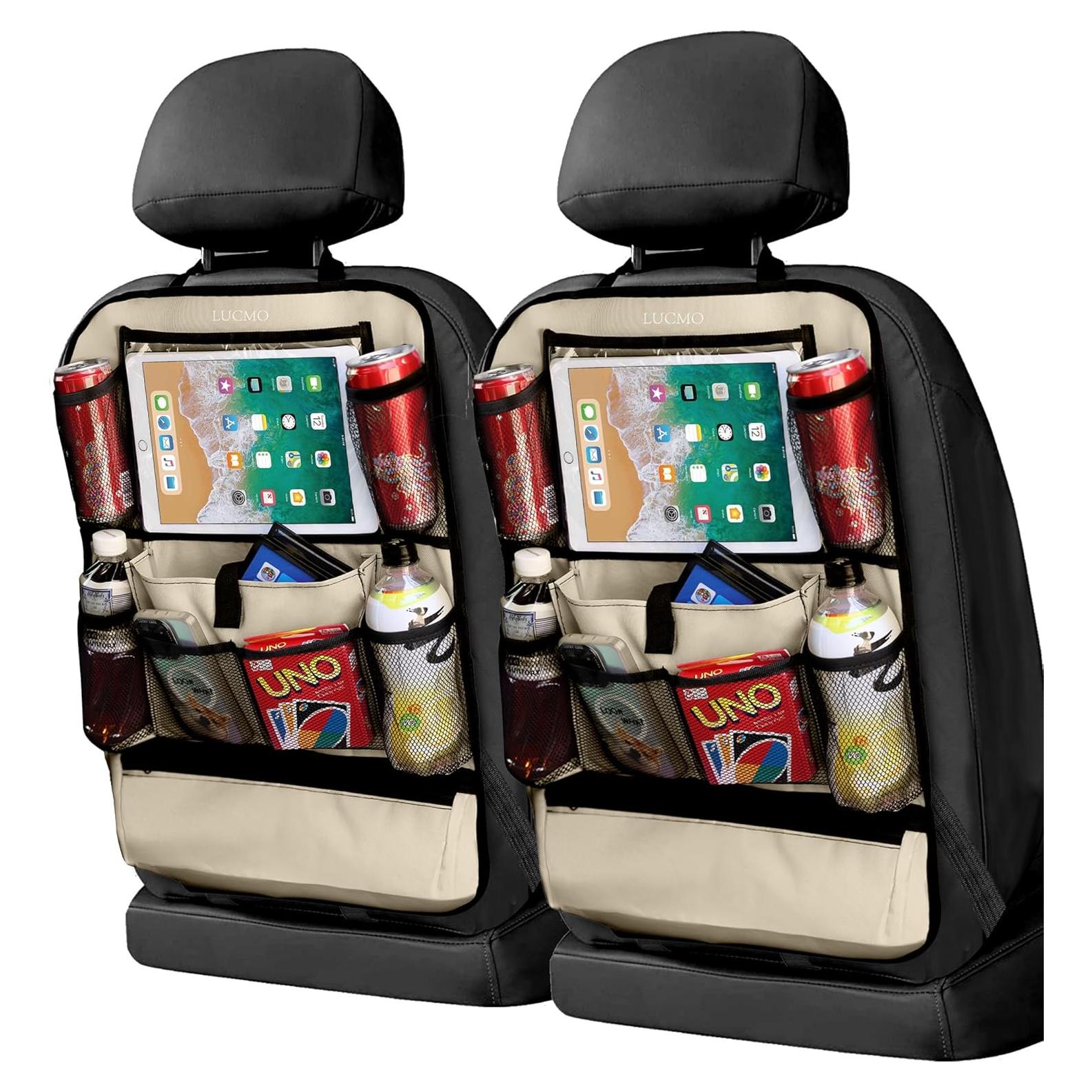 Organizador de Asiento Trasero LUCMO Beige con Soporte para Tableta