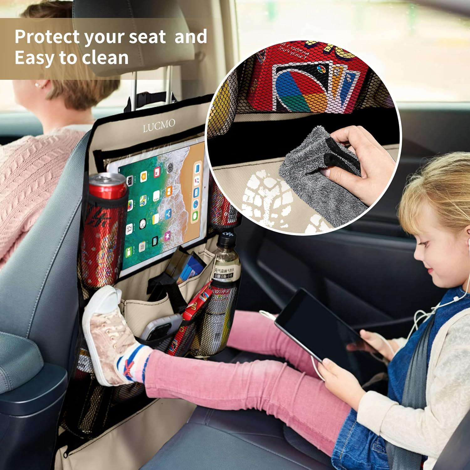 Organizador de Asiento Trasero LUCMO Beige con Soporte para Tableta