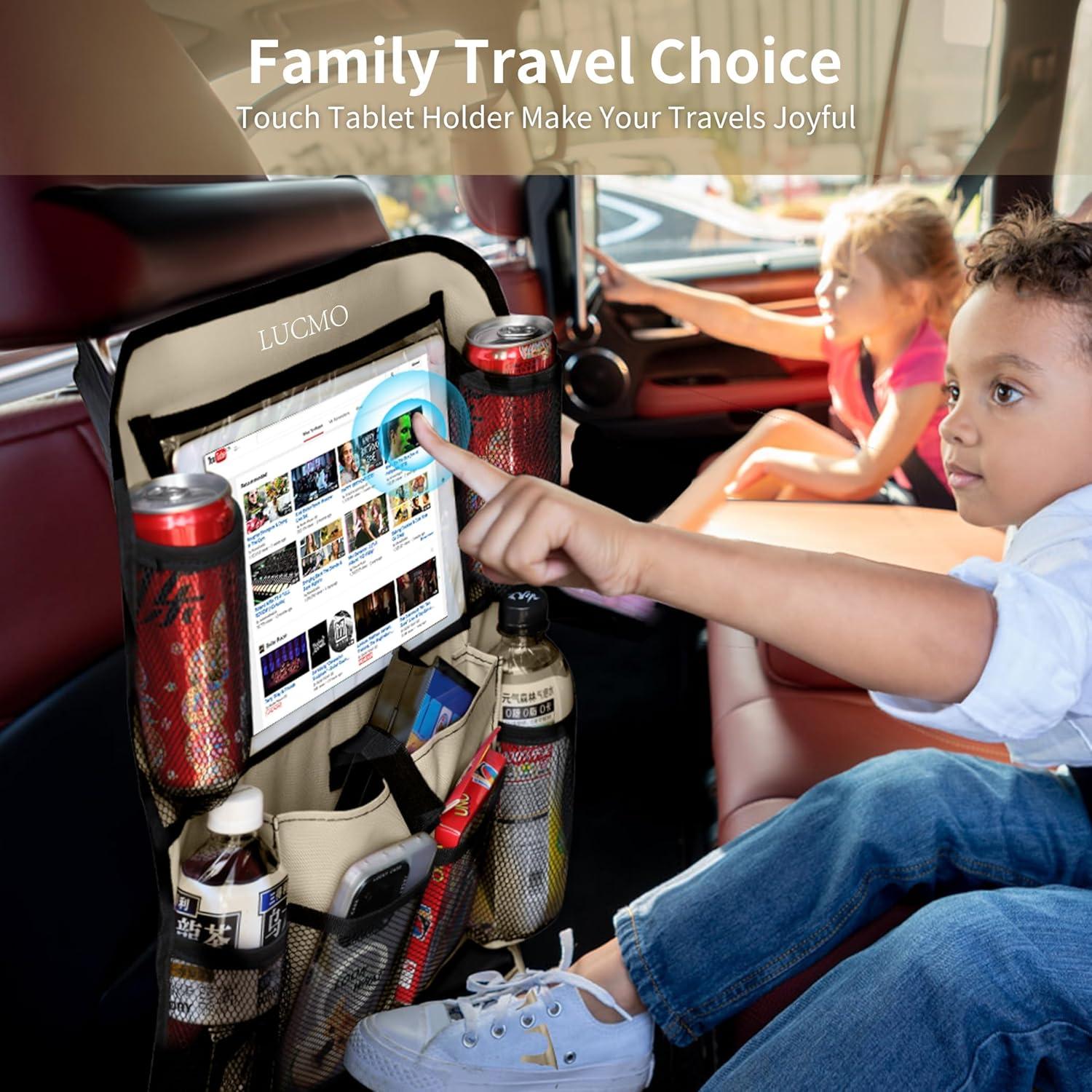 Organizador de Asiento Trasero LUCMO Beige con Soporte para Tableta
