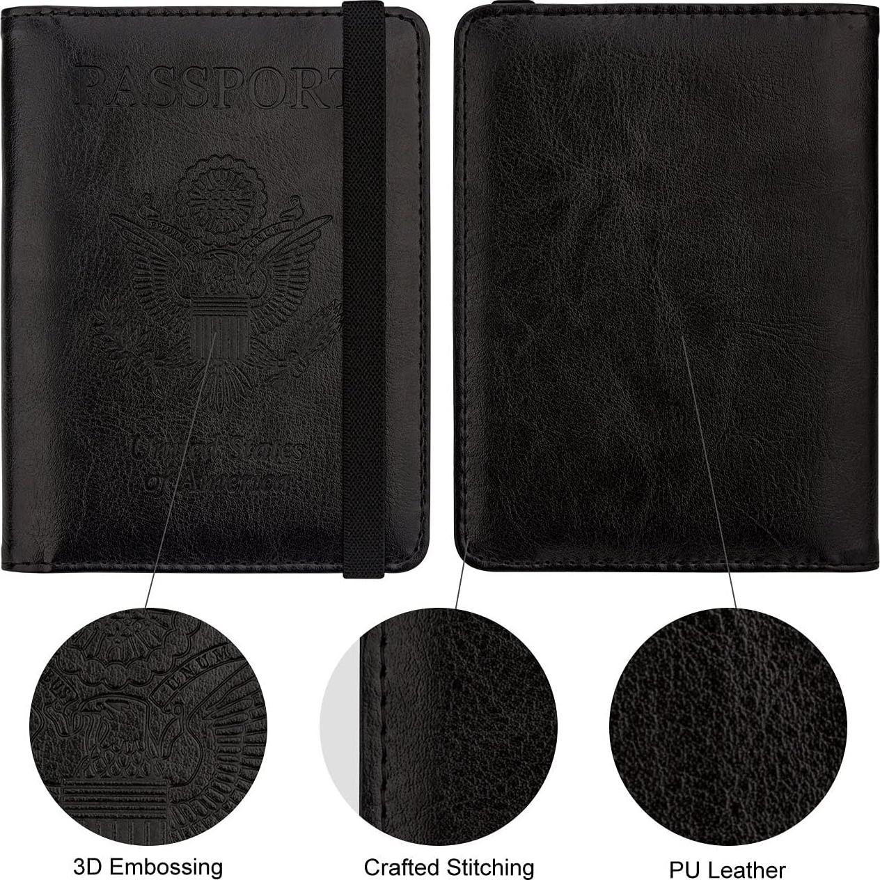 Portafolios de Pasaporte WALNEW RFID Negro con Bolígrafo