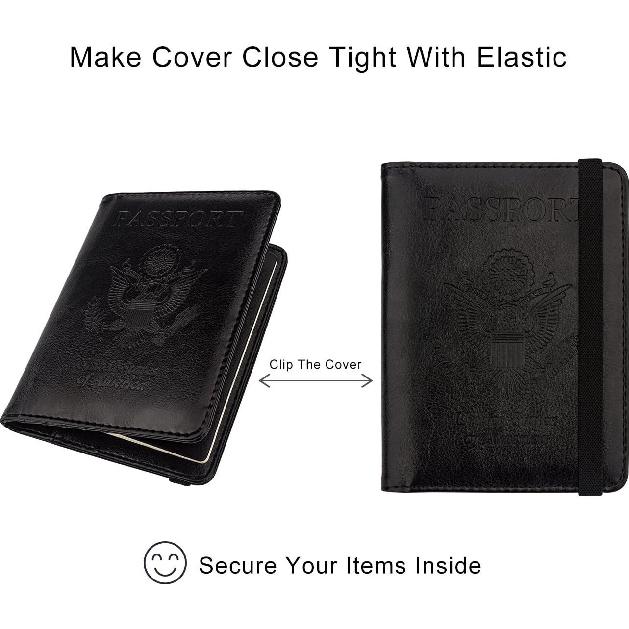 Portafolios de Pasaporte WALNEW RFID Negro con Bolígrafo