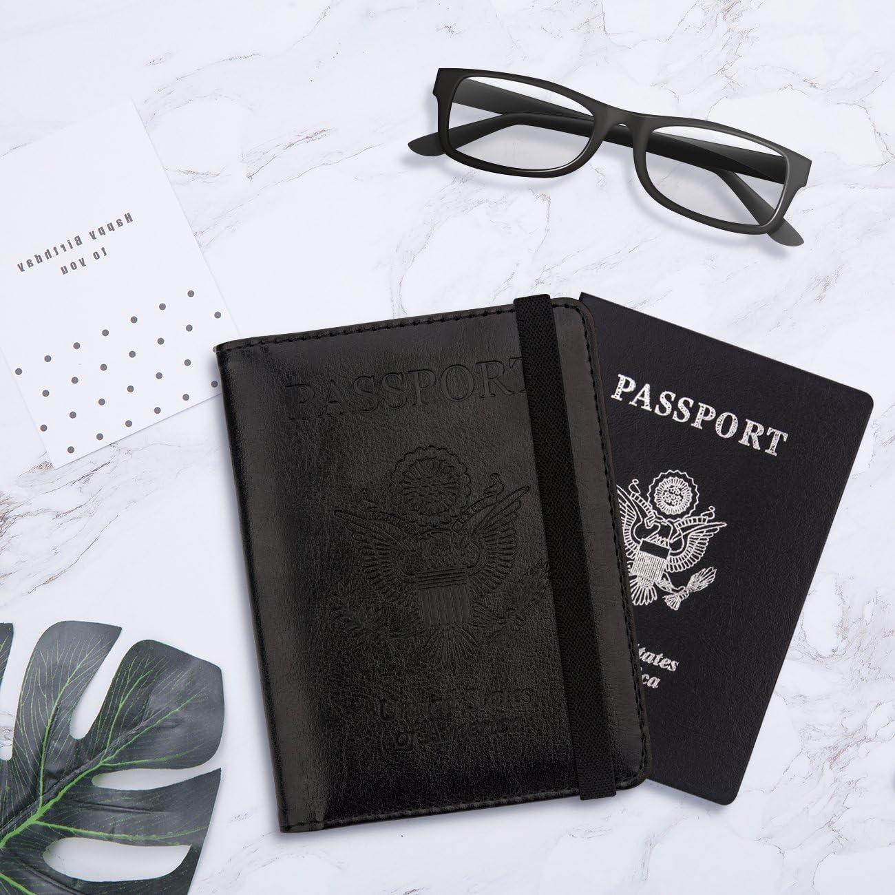 Portafolios de Pasaporte WALNEW RFID Negro con Bolígrafo