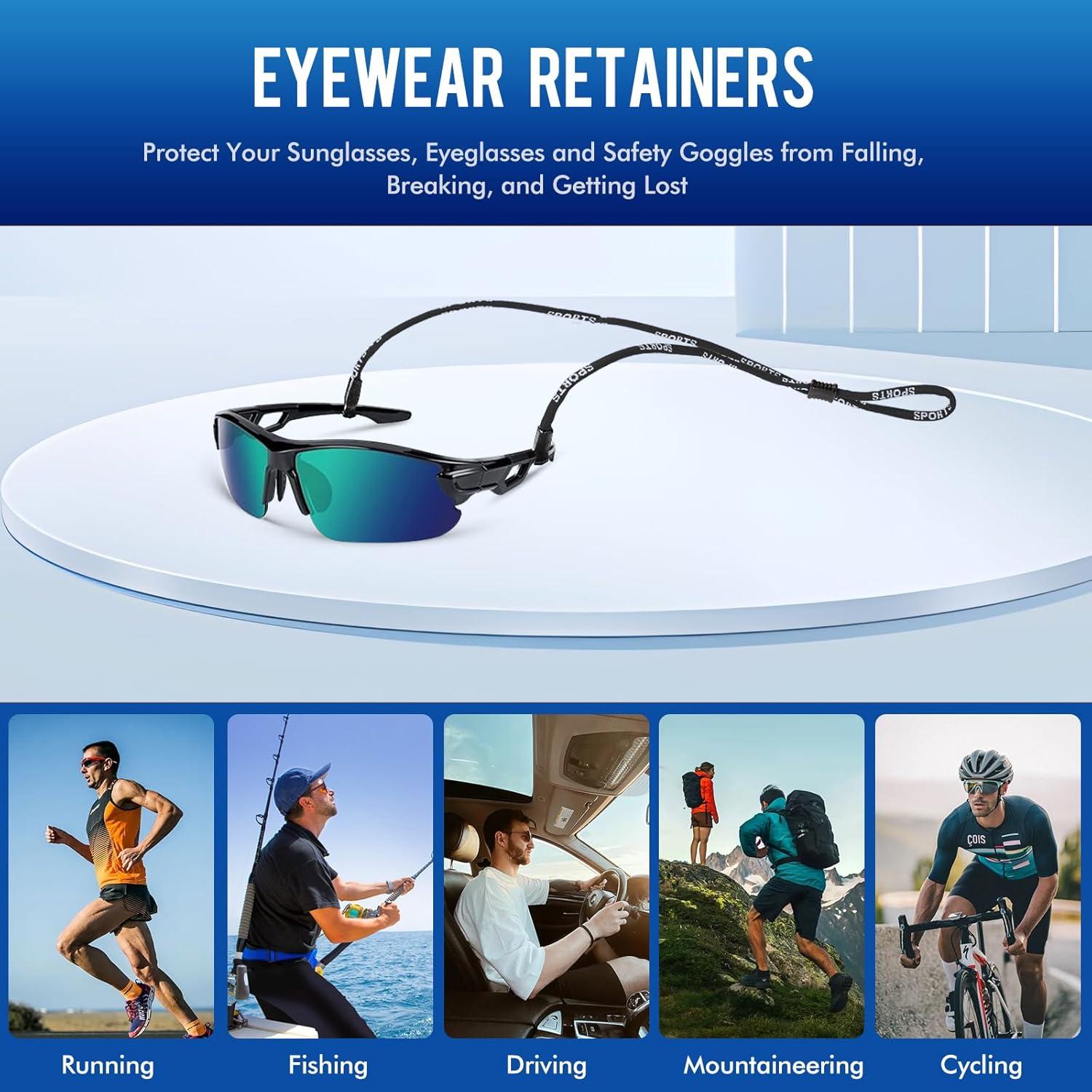 Correas para Gafas LAIREG Ajustables 71.12 cm - 4 PCS Negro