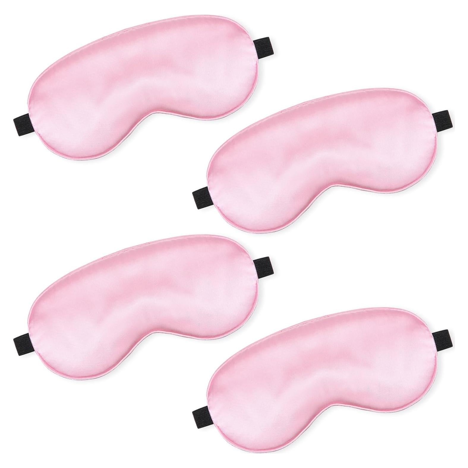 Máscara de Sueño de Seda BBTO 4 Pcs Ajustable Rosa