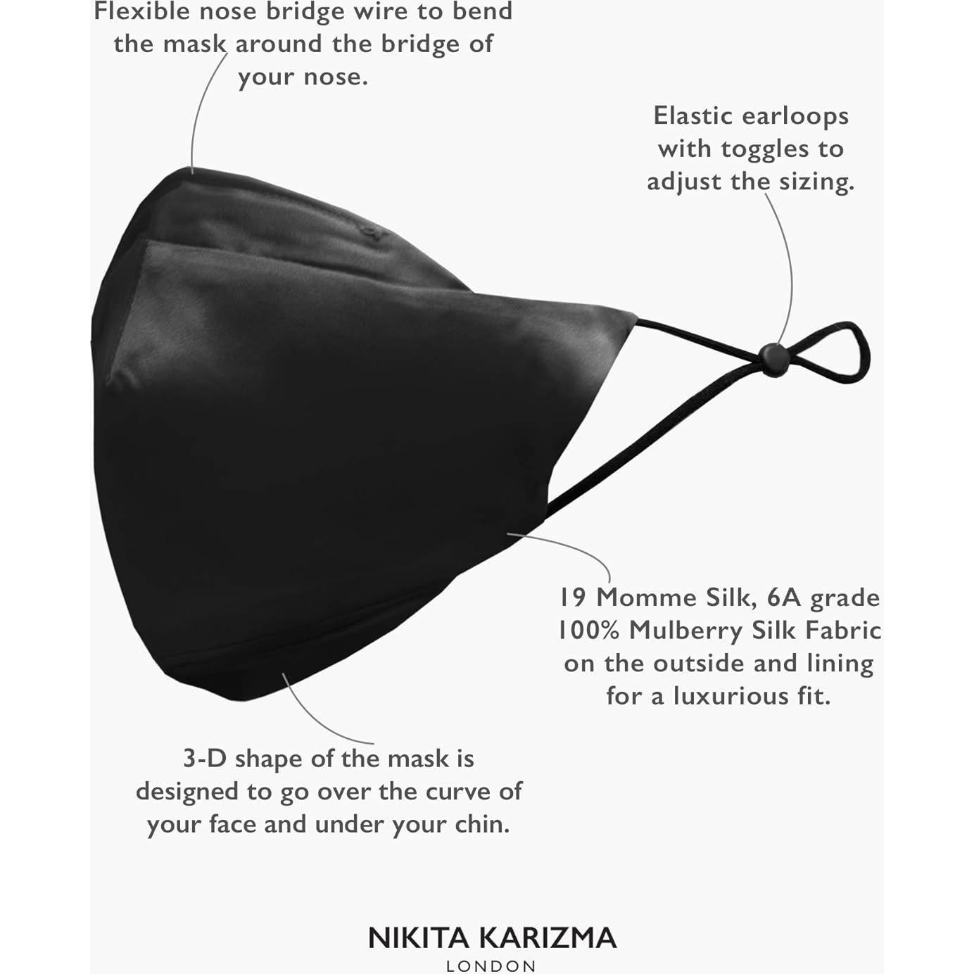 Mascarilla de Seda KARIZMA 90210 Negra Reutilizable 19 Momme