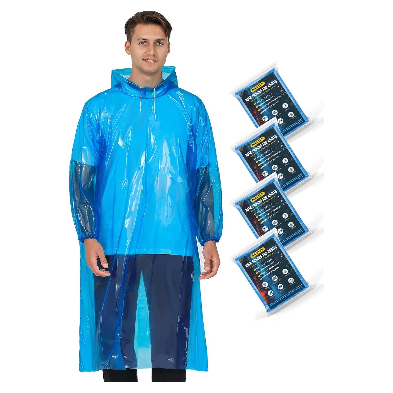Ponchos de Lluvia Desechables Airpler para Adultos - 4 Unidades
