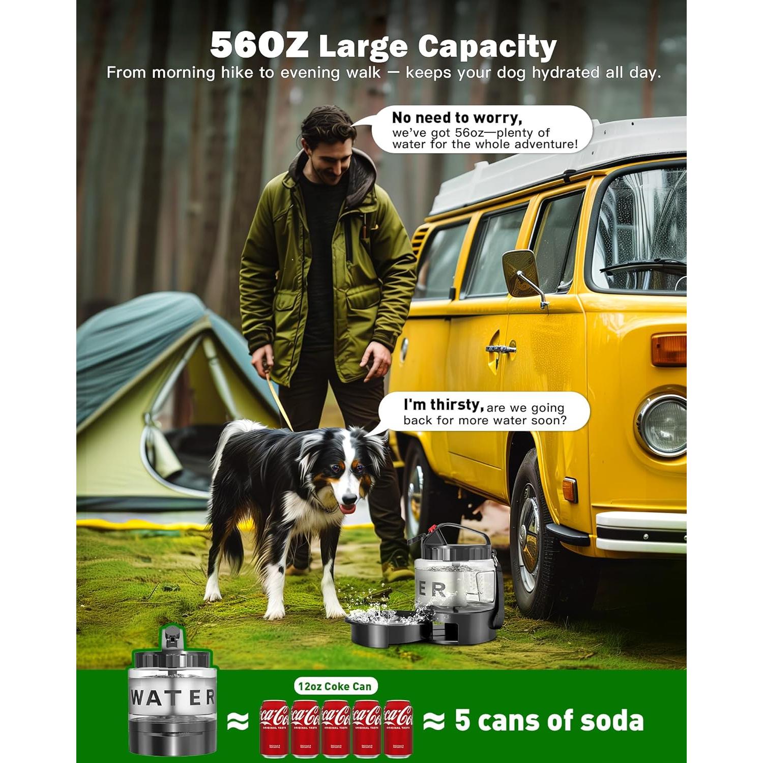 Botella de Agua Portátil para Perros SwSun 56oz Negra