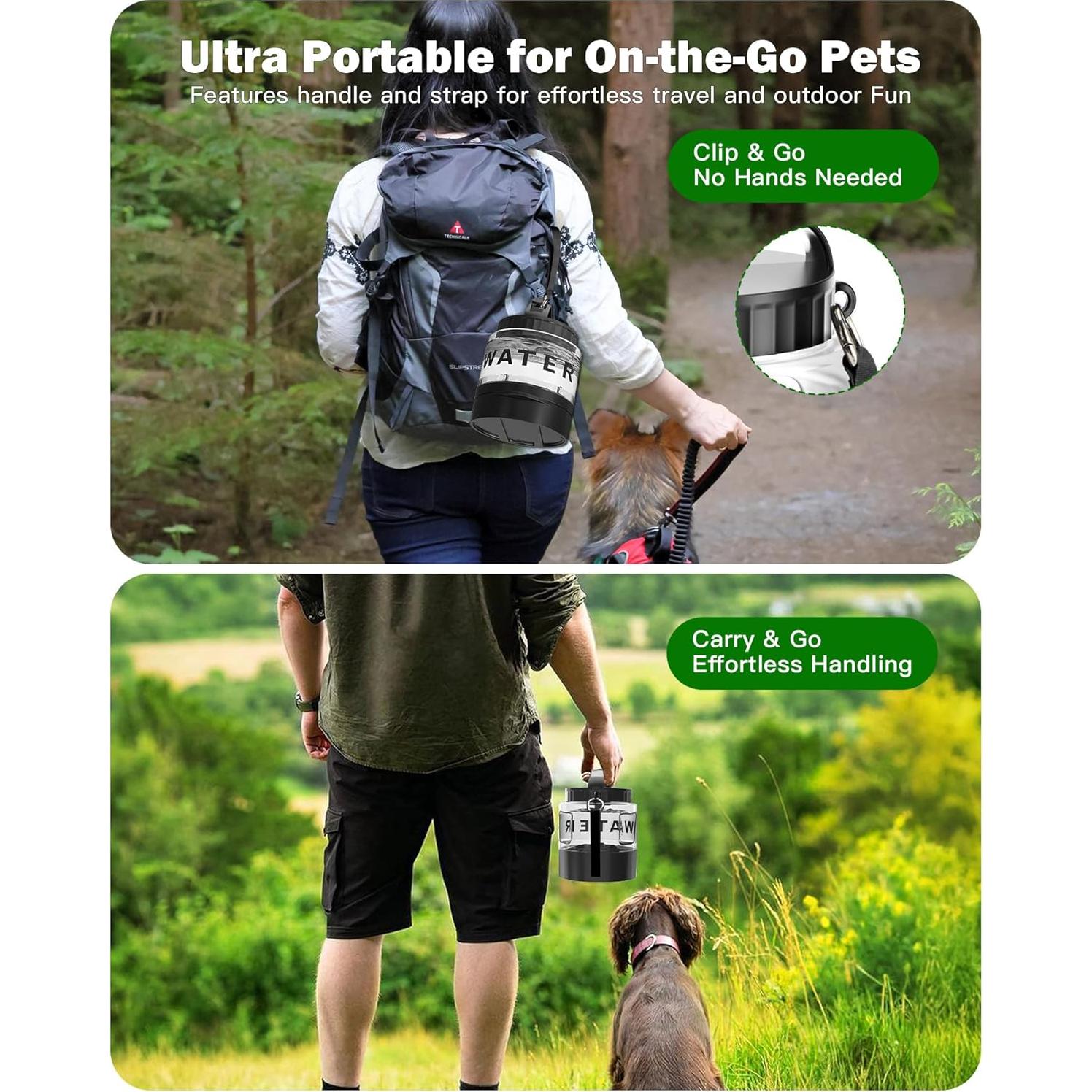 Botella de Agua Portátil para Perros SwSun 56oz Negra