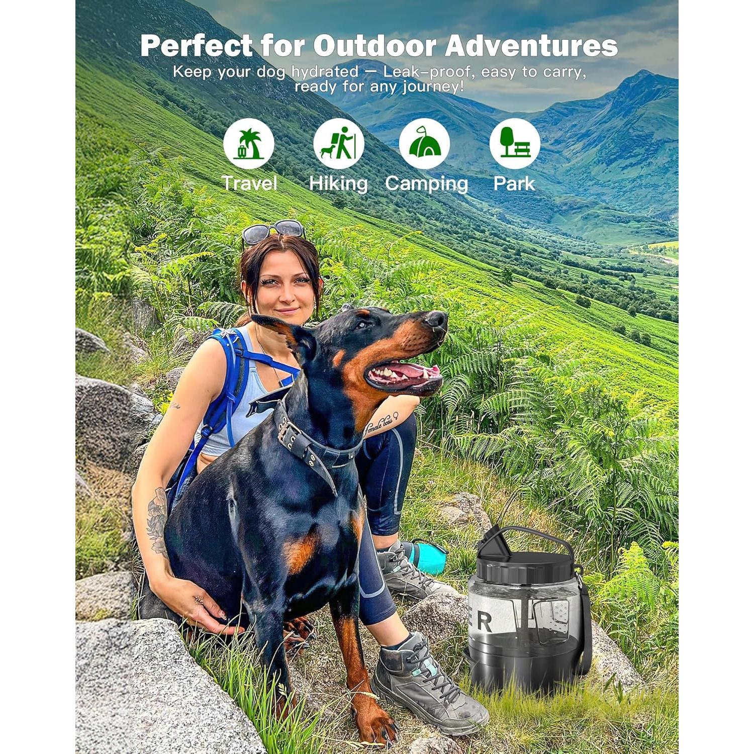 Botella de Agua Portátil para Perros SwSun 56oz Negra