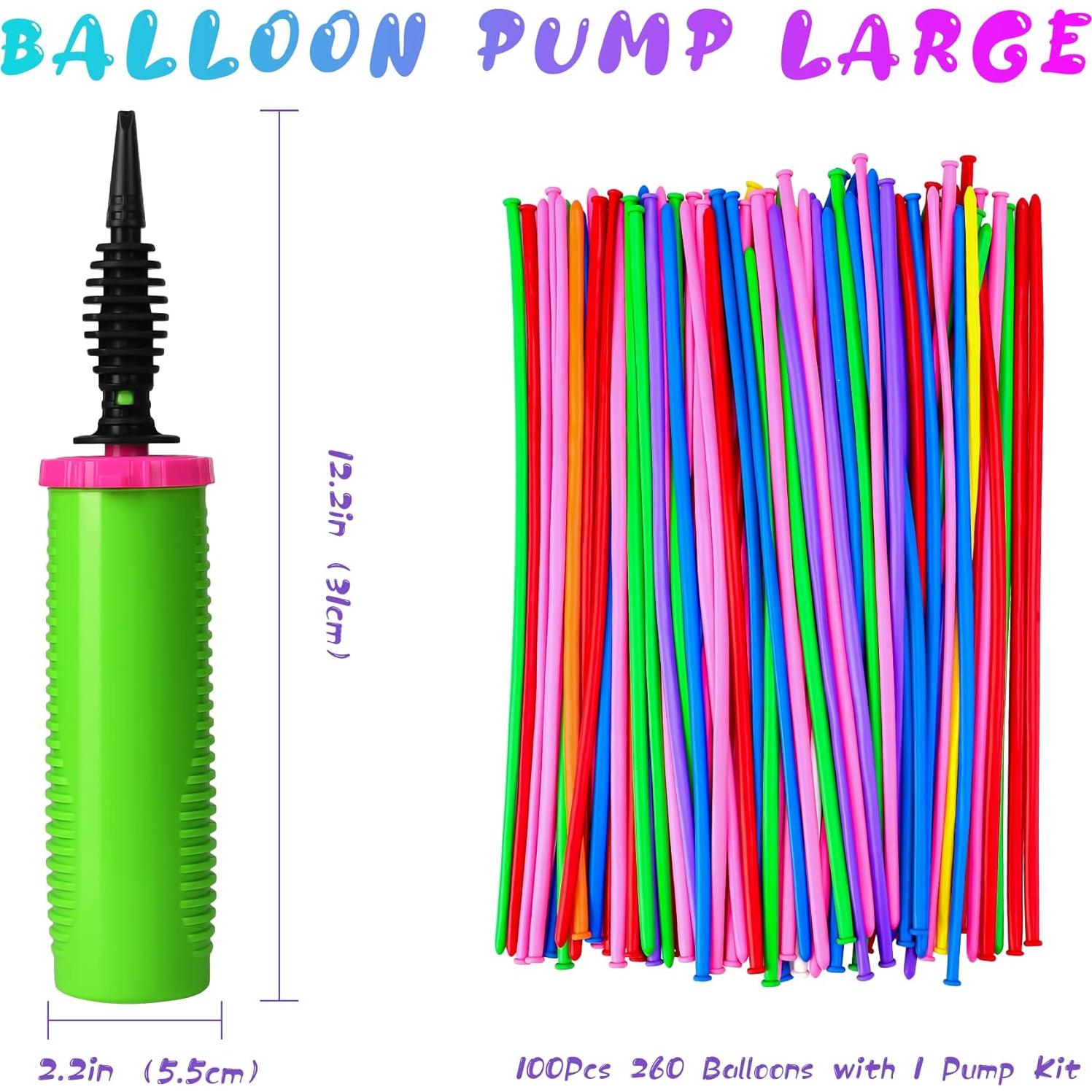 100 Globos Largos de Goma Ouyili + Bomba de Mano 31 cm